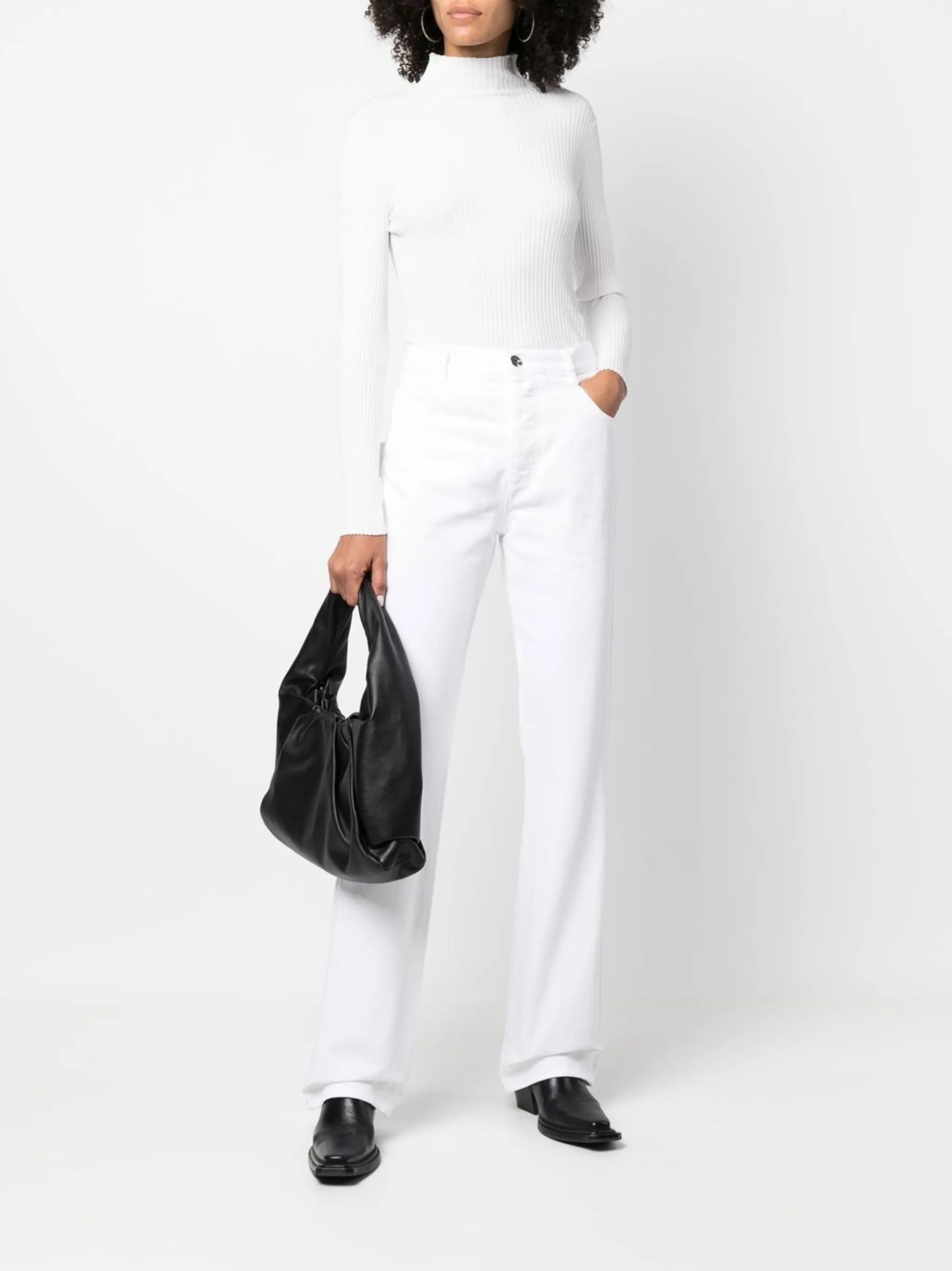 high-rise straight-leg jeans