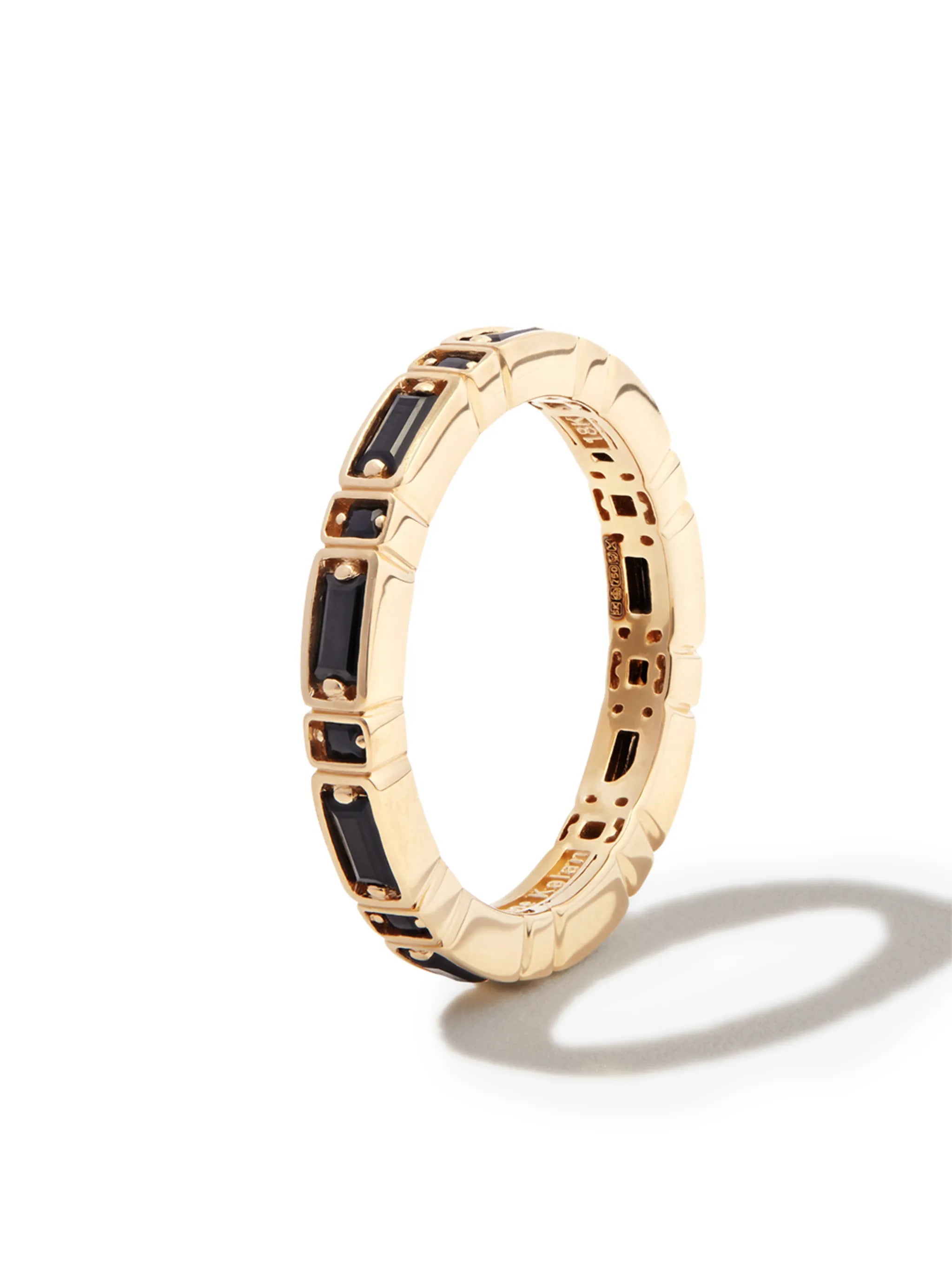 18kt yellow gold Inlay Sideways sapphire eternity band ring
