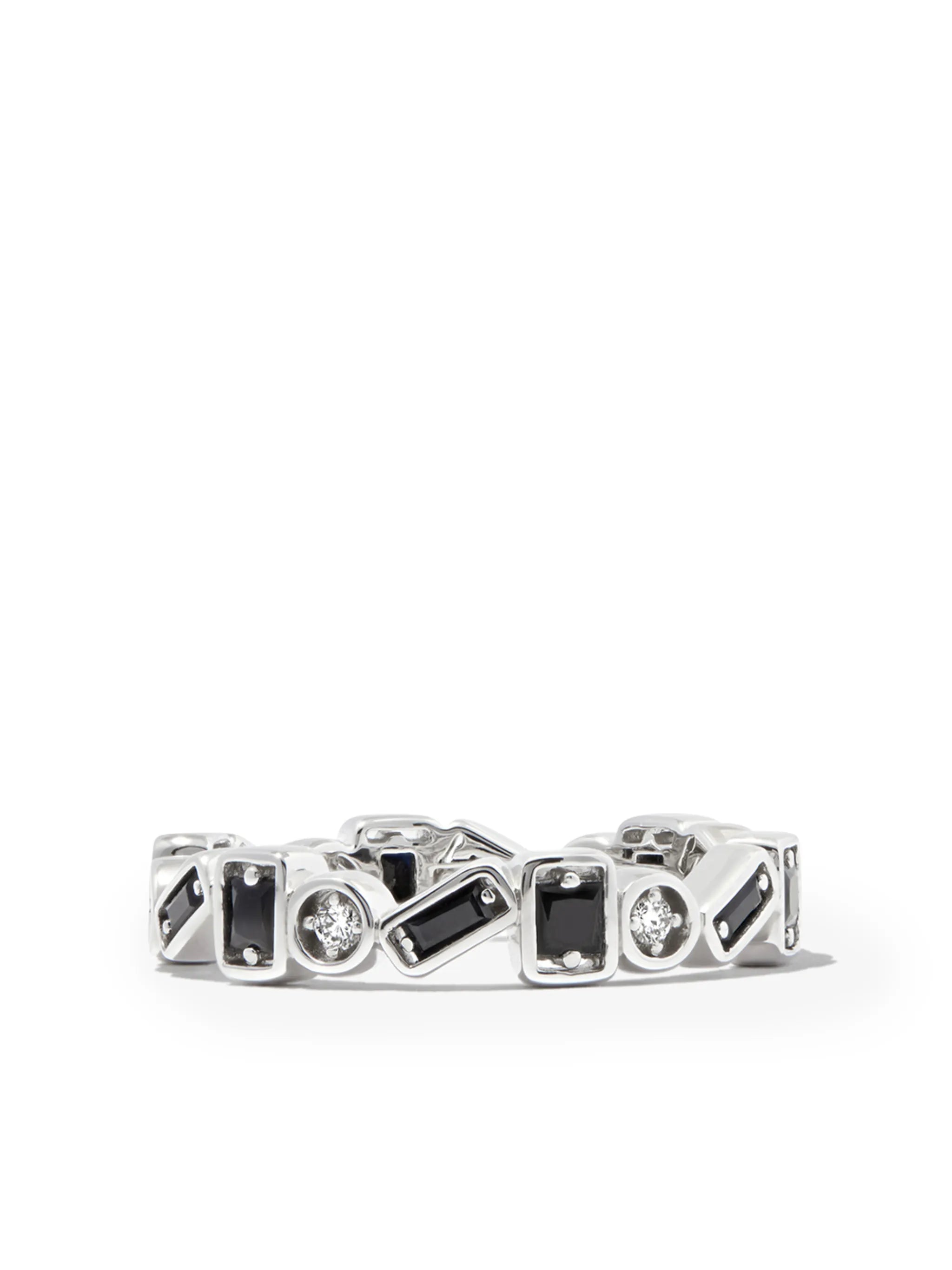 18kt white gold Inlay Zigzag sapphire eternity band ring
