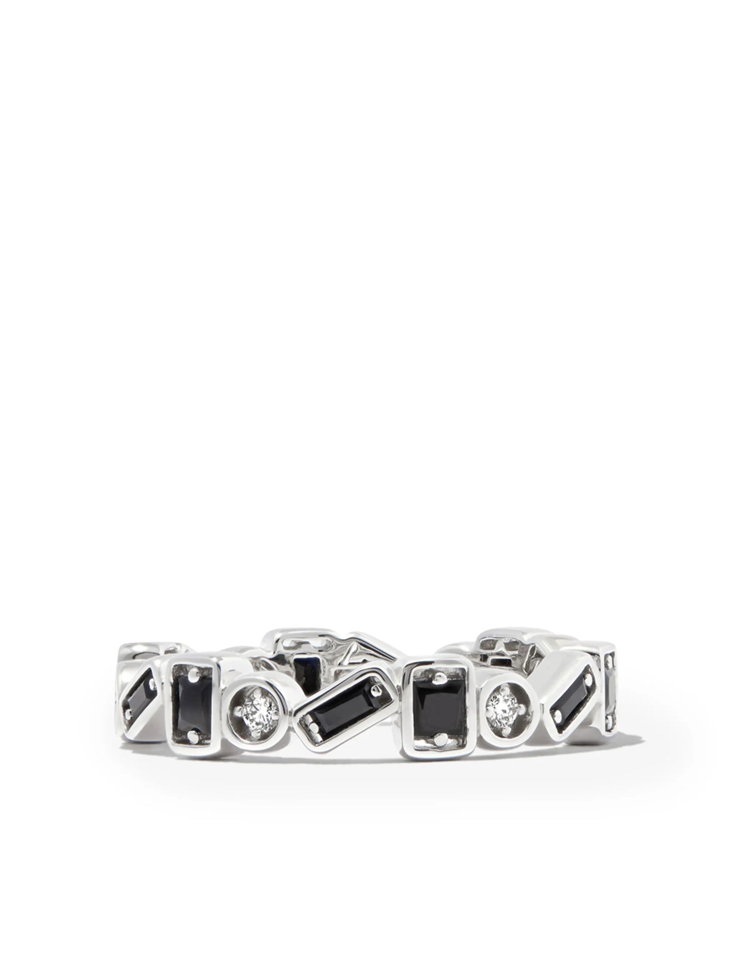 18kt white gold Inlay Zigzag sapphire eternity band ring