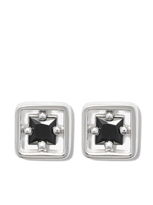 18kt white gold Inlay sapphire stud earrings