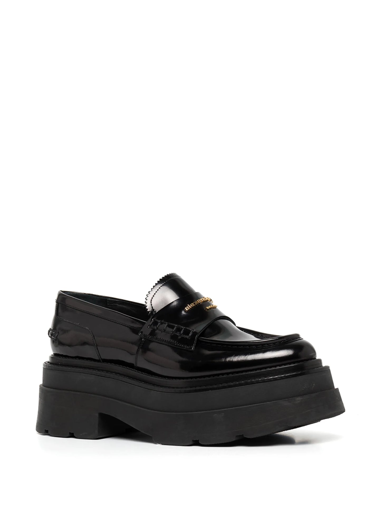 chunky sole leather loafers