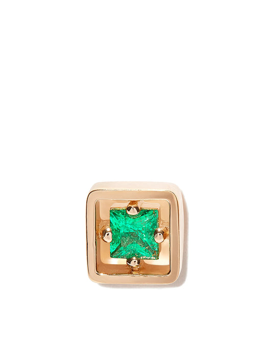 18kt yellow gold Inlay emerald stud earring