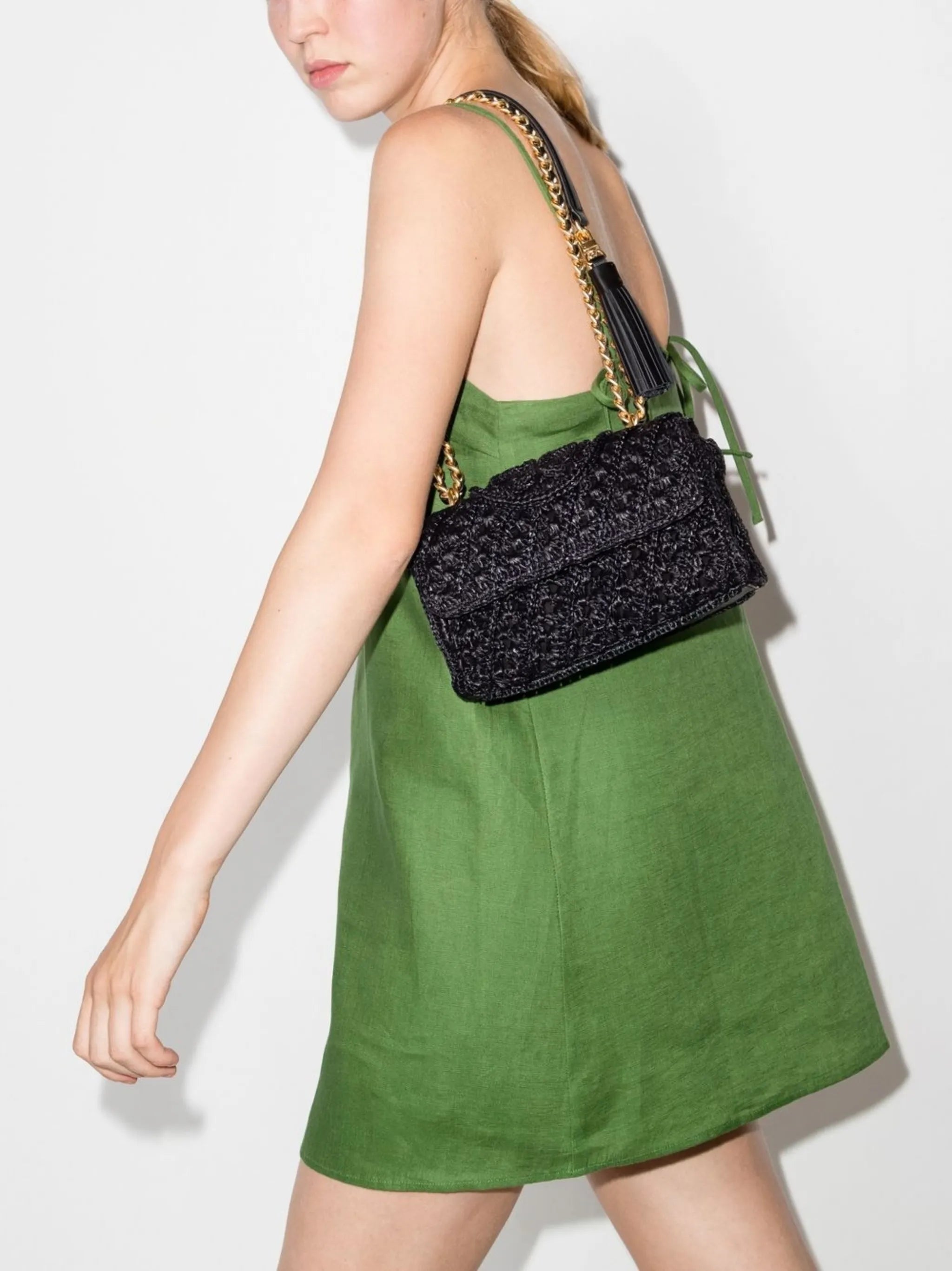 small Fleming raffia shoulder bag