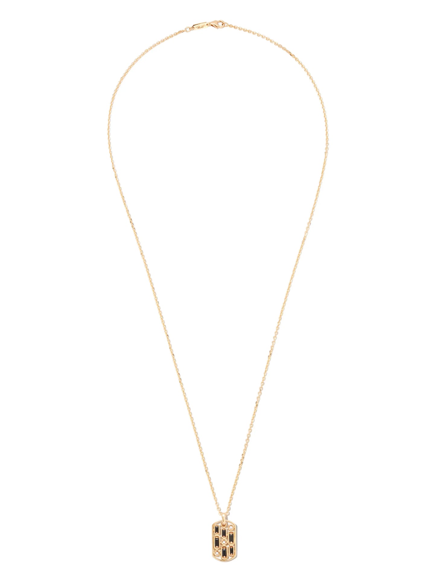 18kt yellow gold Inlay sapphire dog tag pendant necklace