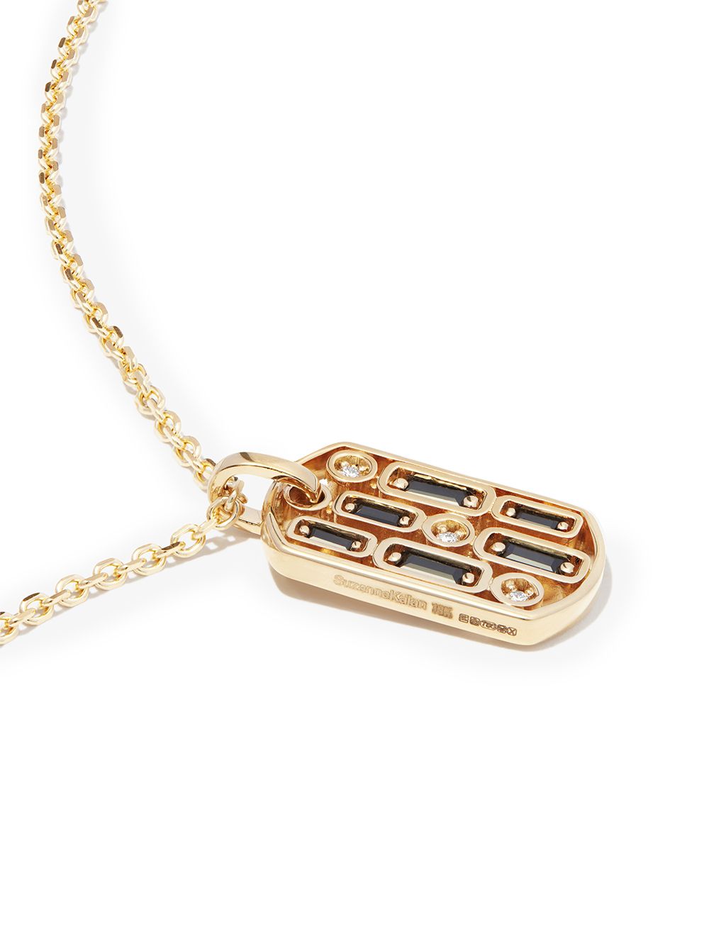 18kt yellow gold Inlay sapphire dog tag pendant necklace