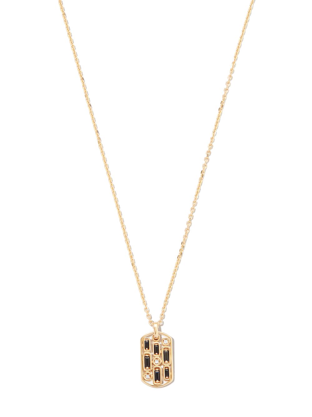 18kt yellow gold Inlay sapphire dog tag pendant necklace