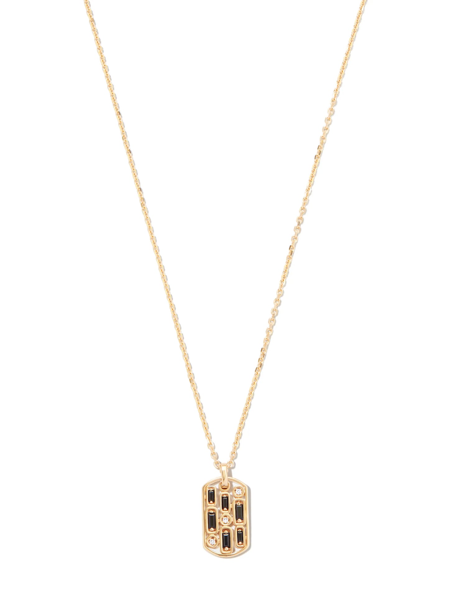 18kt yellow gold Inlay sapphire dog tag pendant necklace