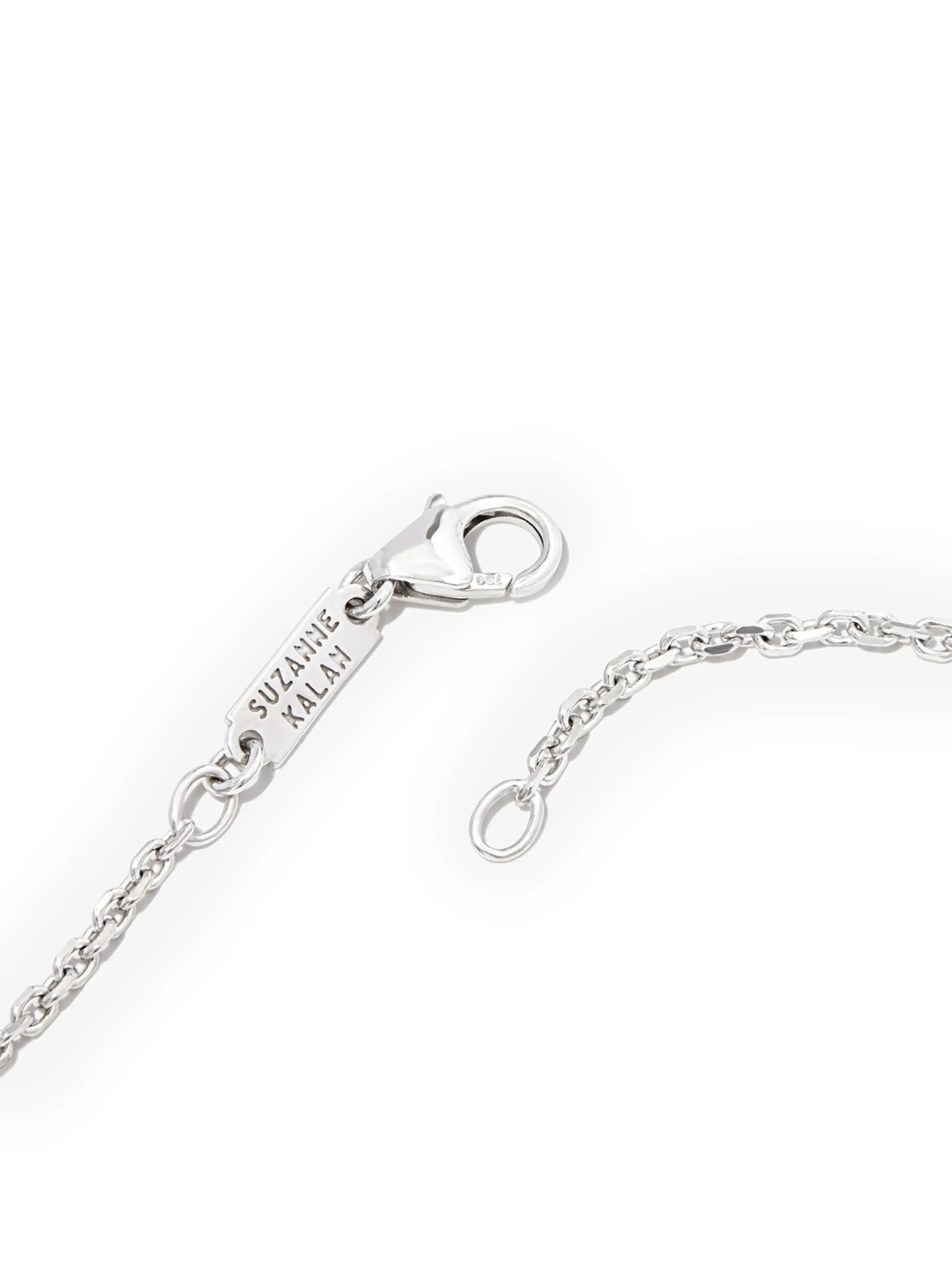 18kt white gold Inlay diamond dog tag pendant necklace