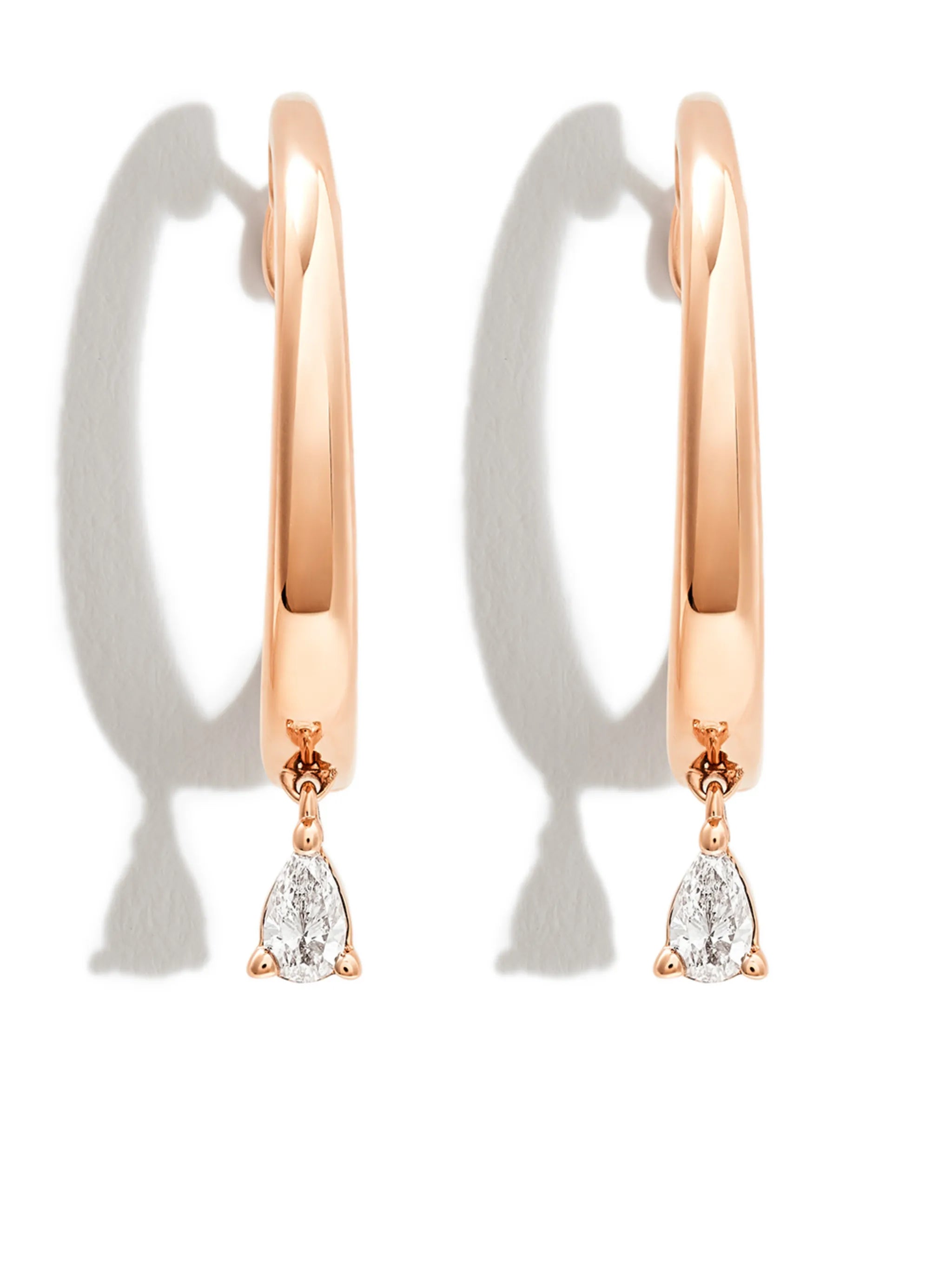 14kt rose gold pear teardrop diamond hoop earrings