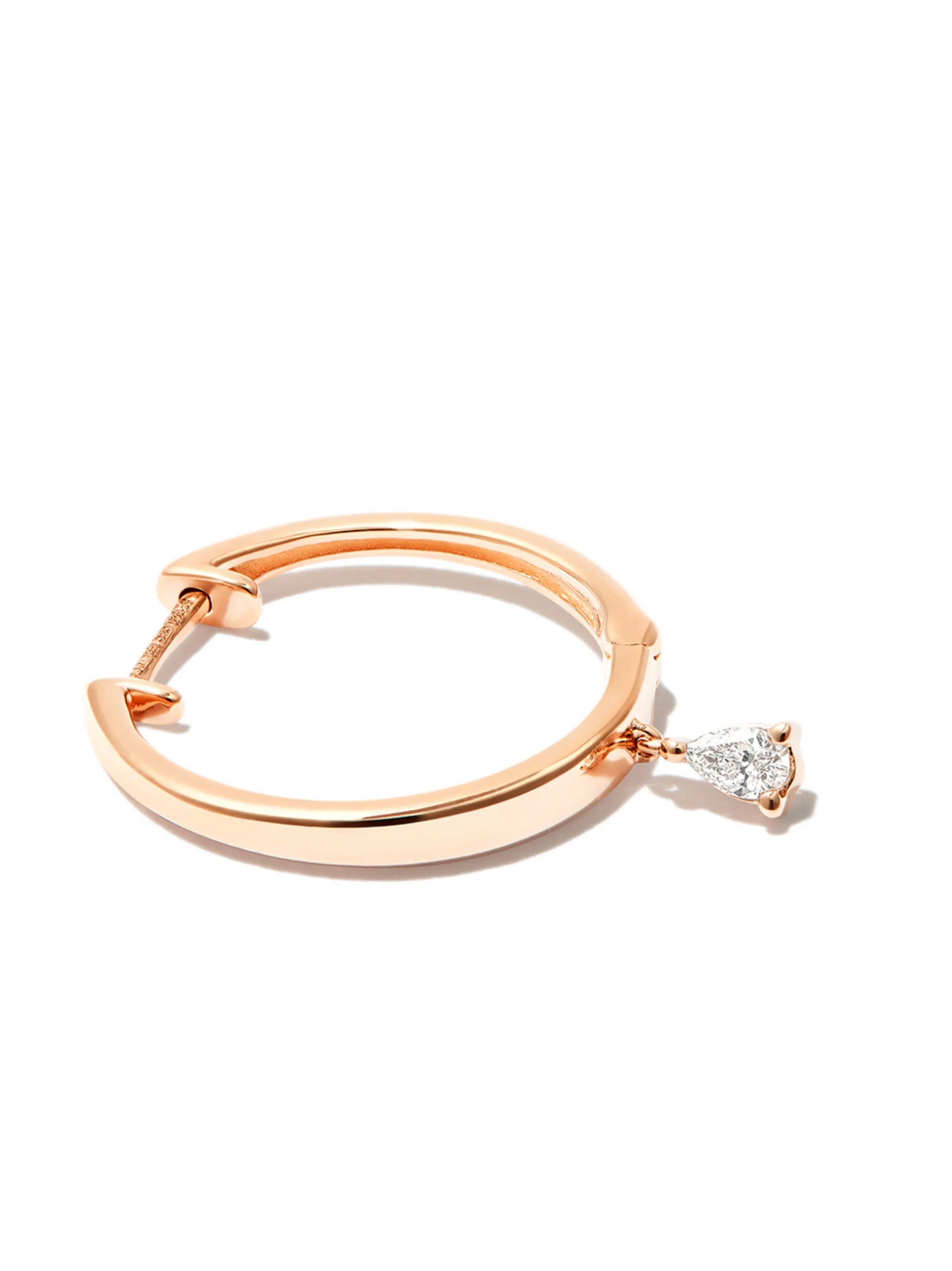 14kt rose gold pear teardrop diamond hoop earrings