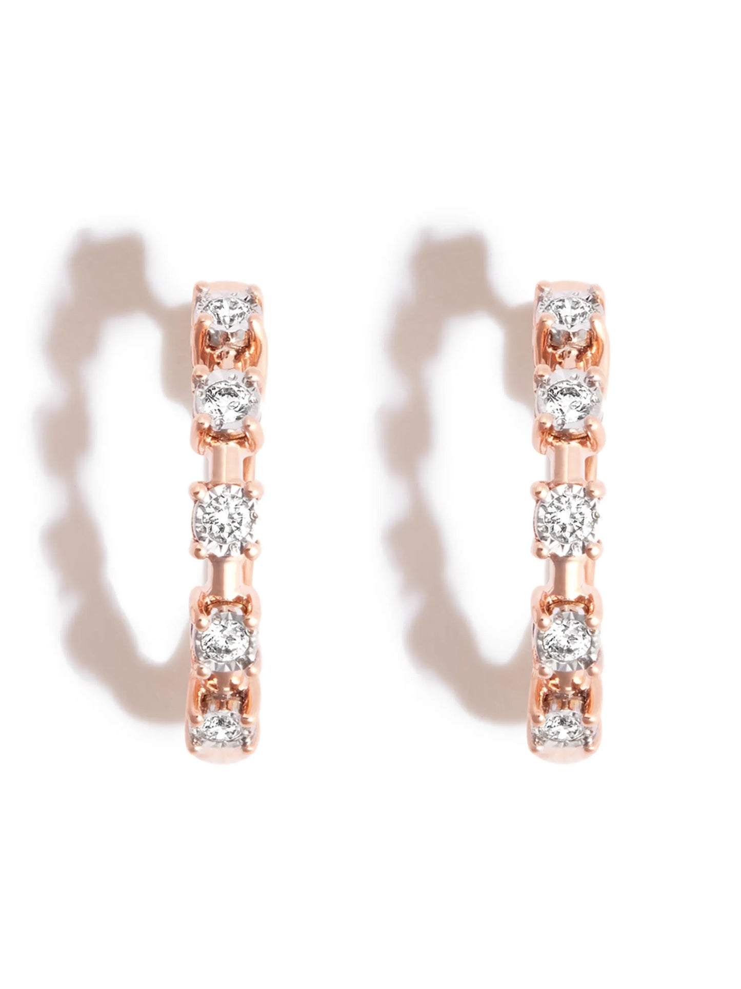 14kt rose gold Ava Bea interval diamond hoop earrings