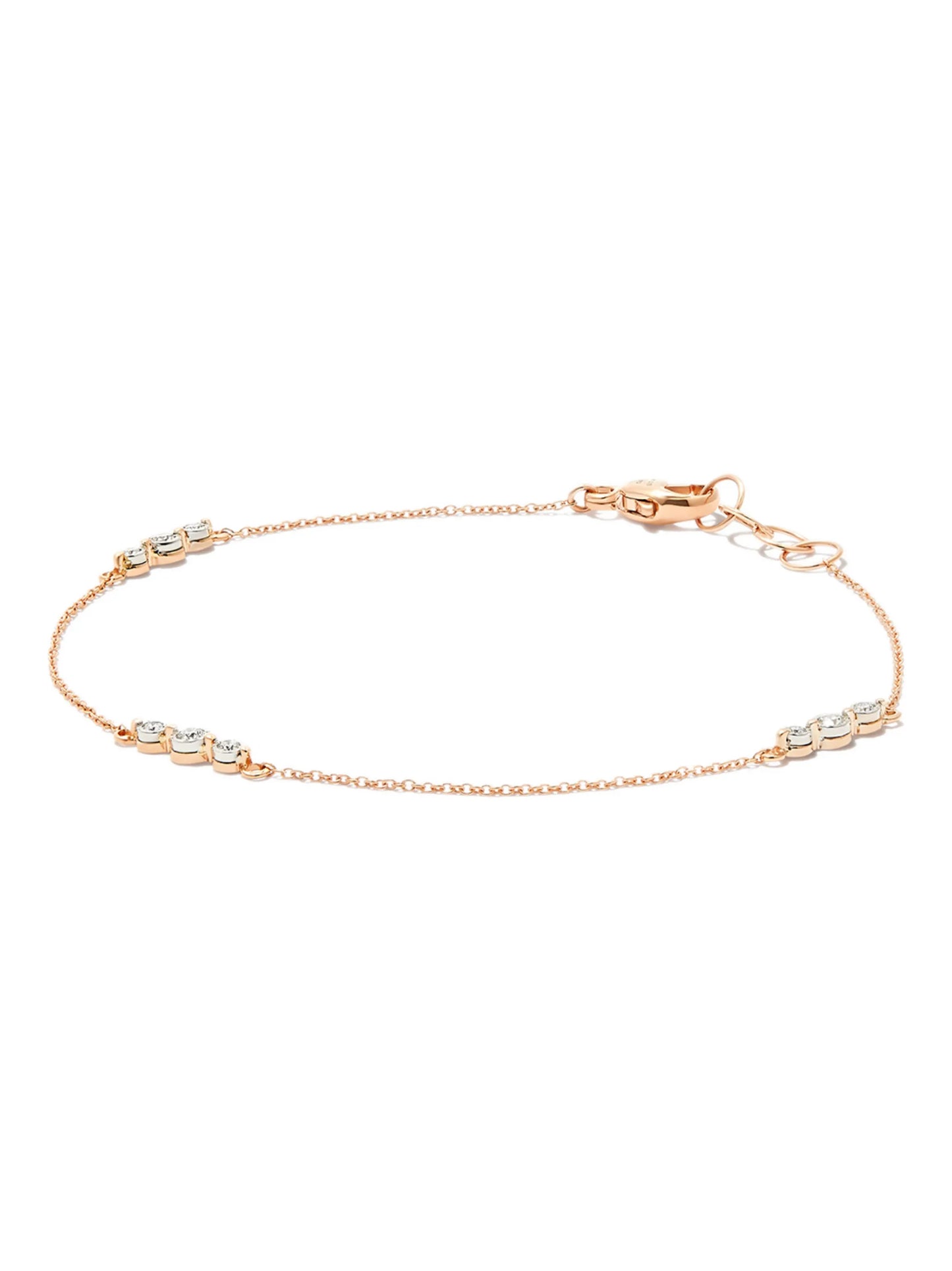 14kt rose gold Ava Bea Trio station diamond bracelet
