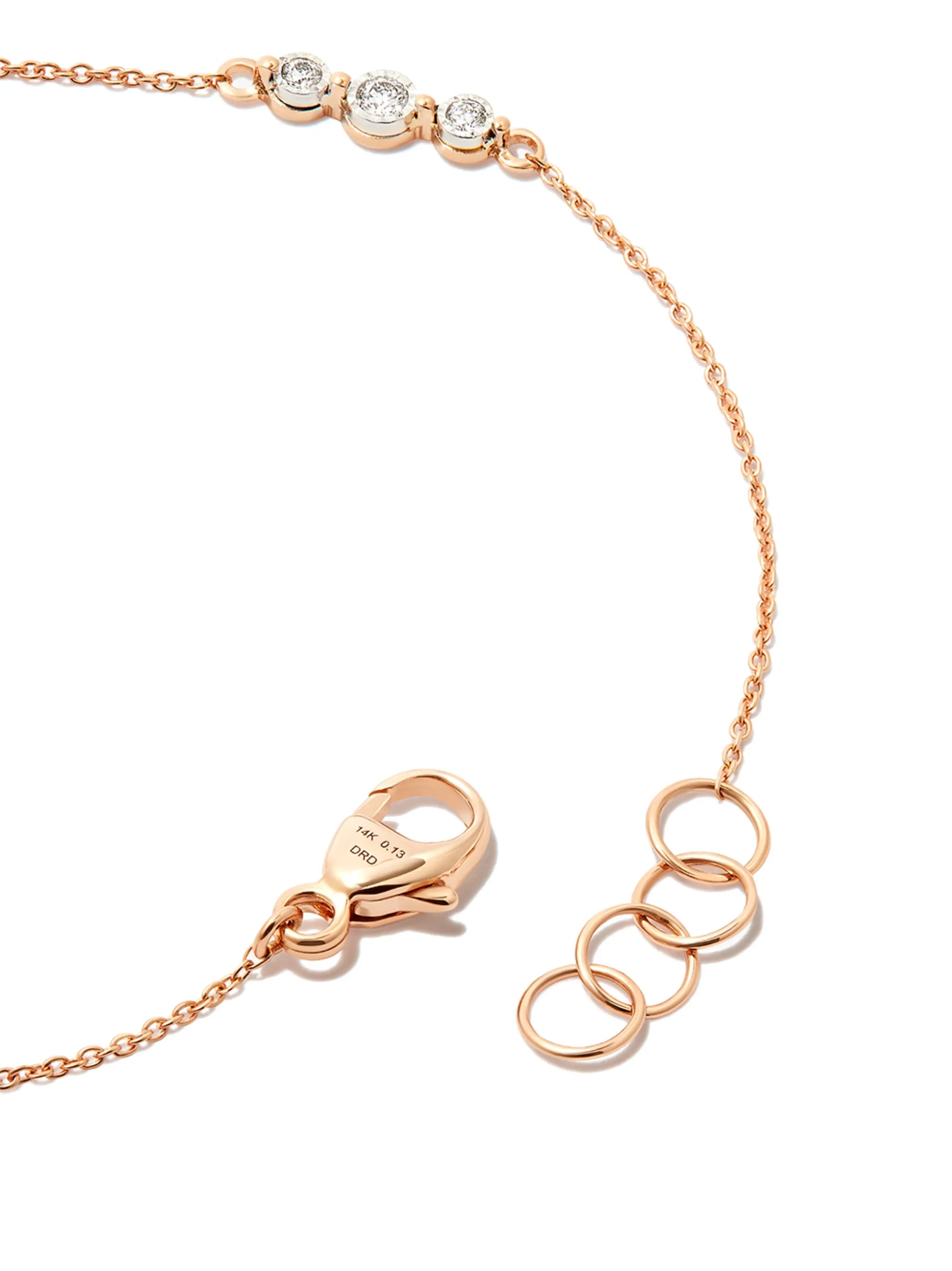 14kt rose gold Ava Bea Trio station diamond bracelet