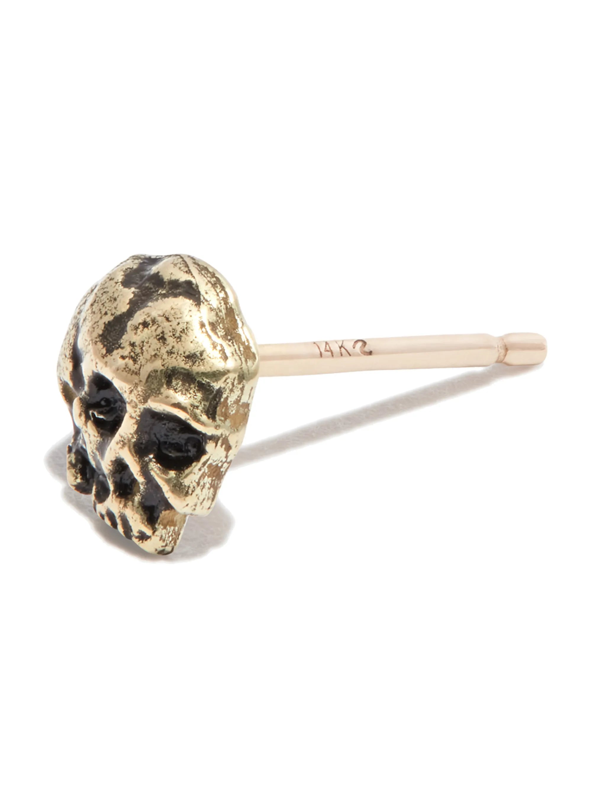 14kt yellow gold skull earring
