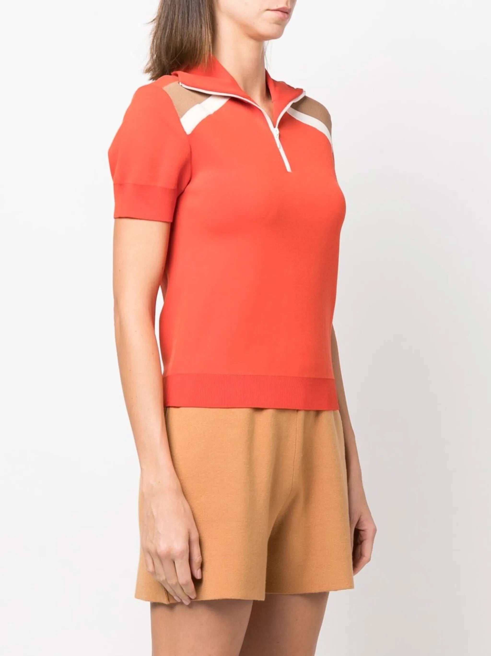 knitted half-zip polo shirt