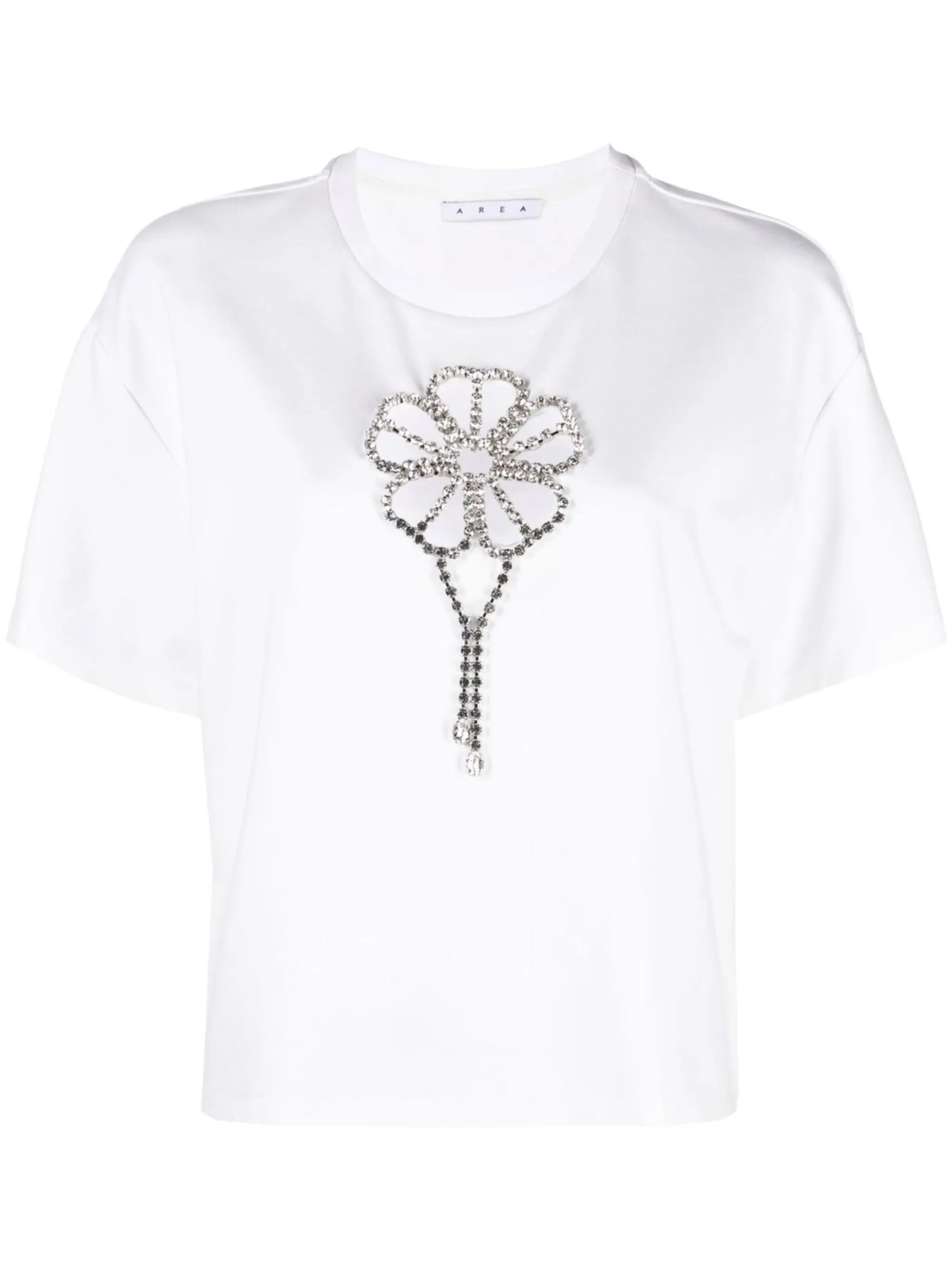 crystal-embellished floral-detail T-shirt