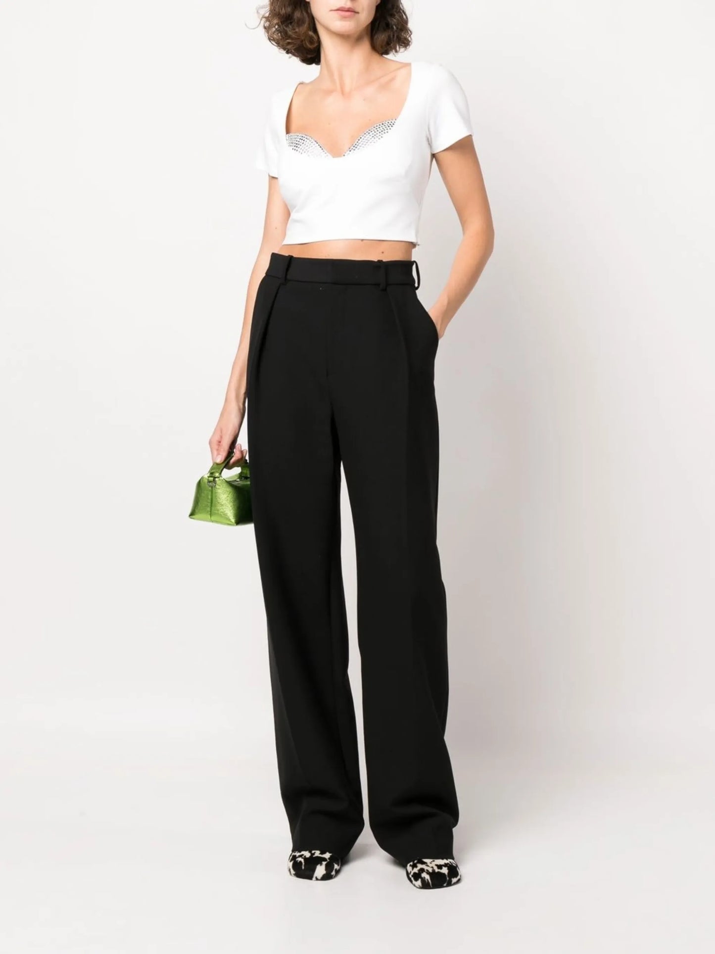 crystal-embellished cropped T-shirt