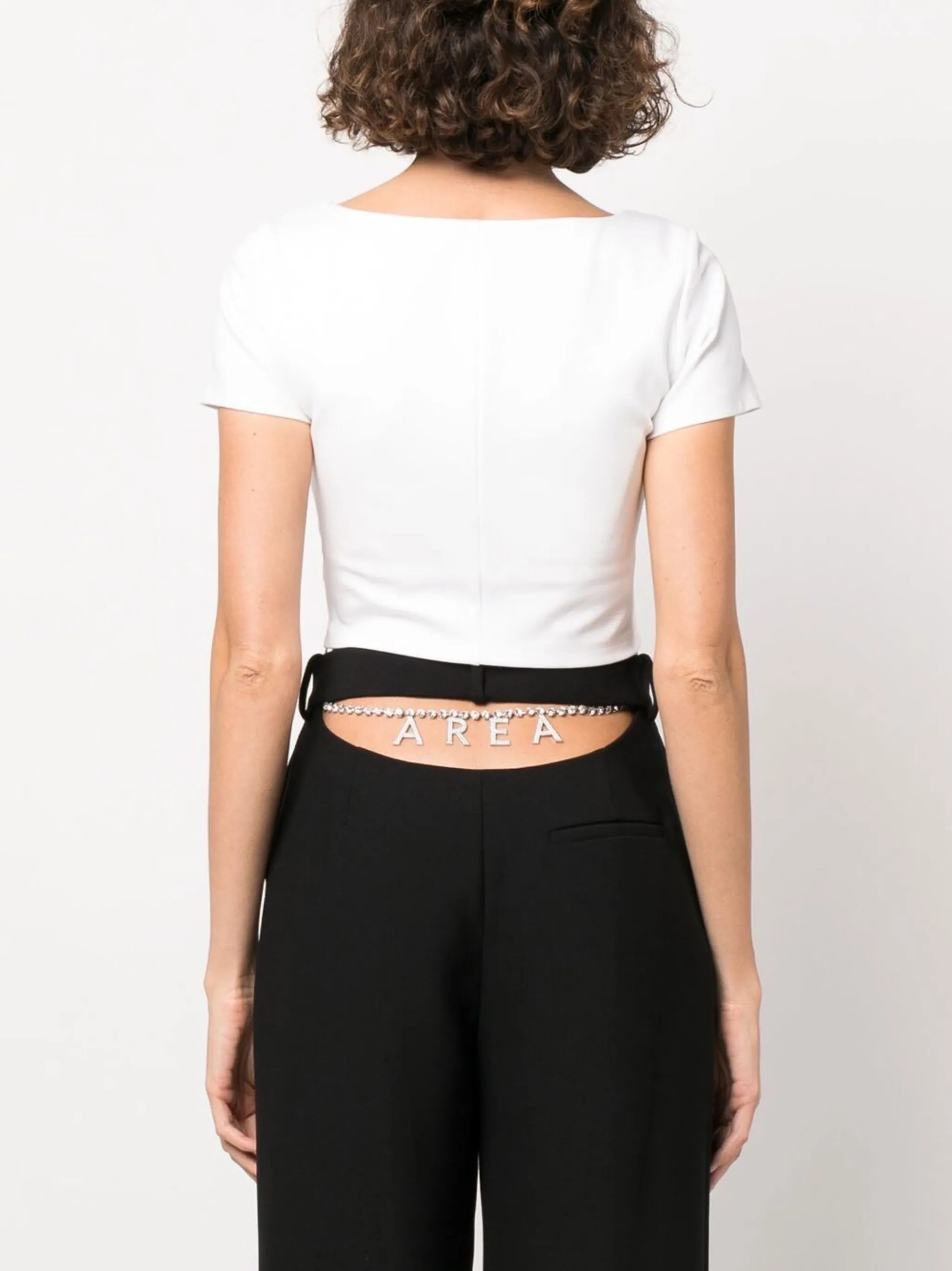 crystal-embellished cropped T-shirt
