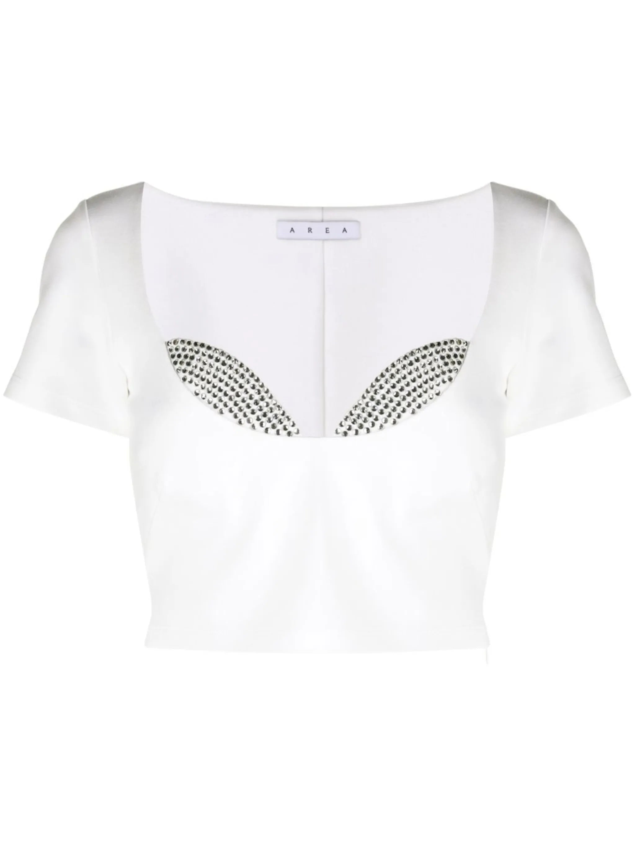 crystal-embellished cropped T-shirt