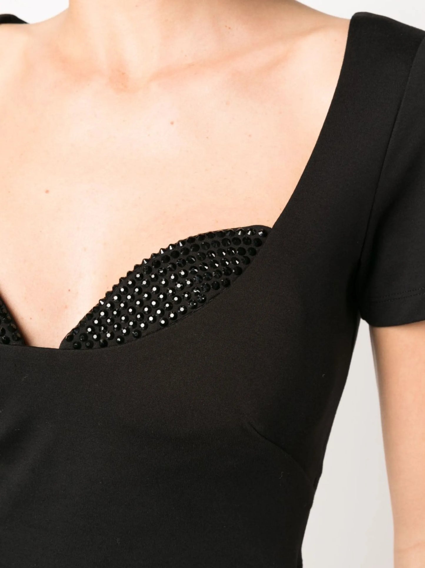 crystal-embellished cropped T-shirt