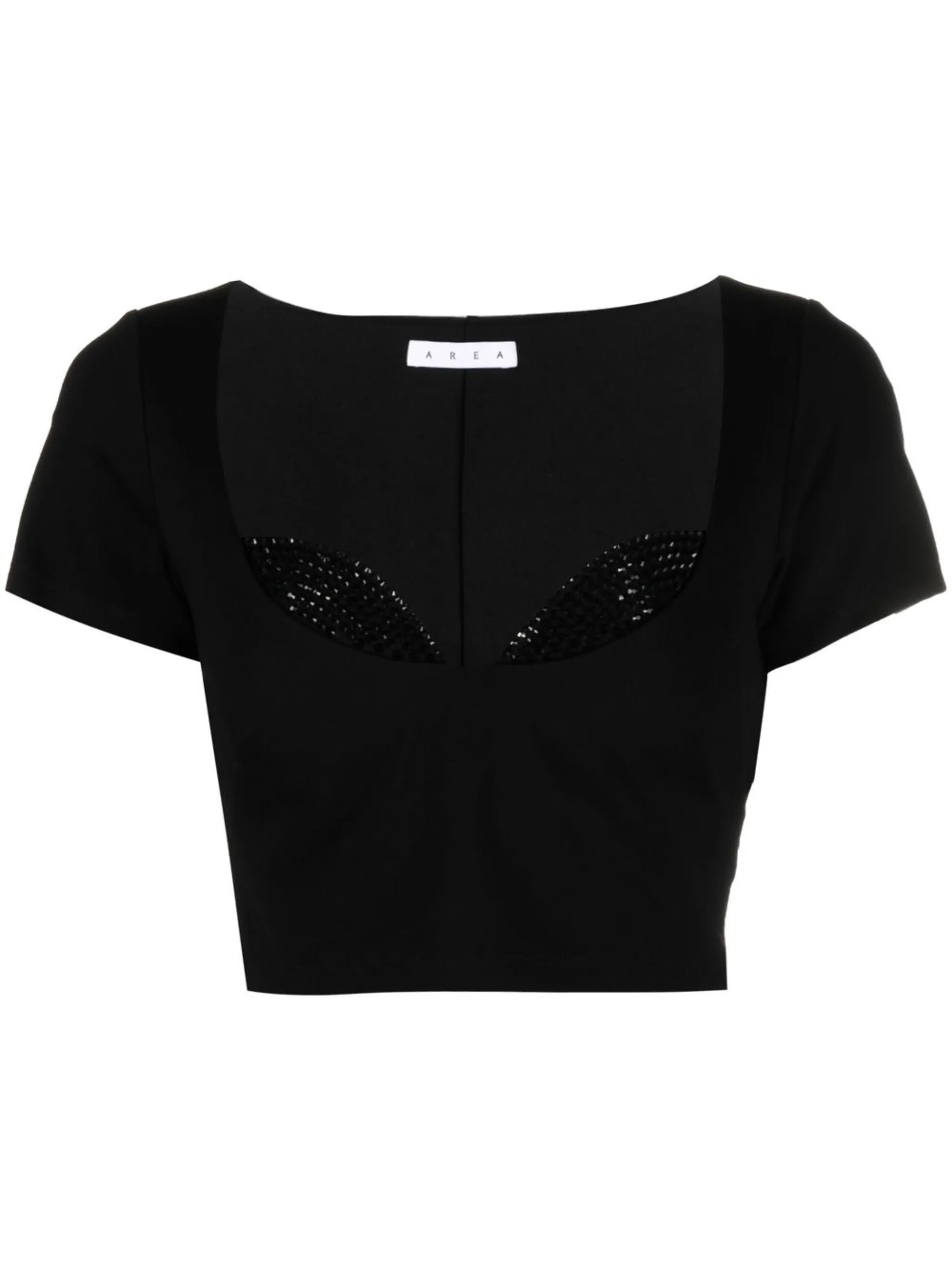 crystal-embellished cropped T-shirt
