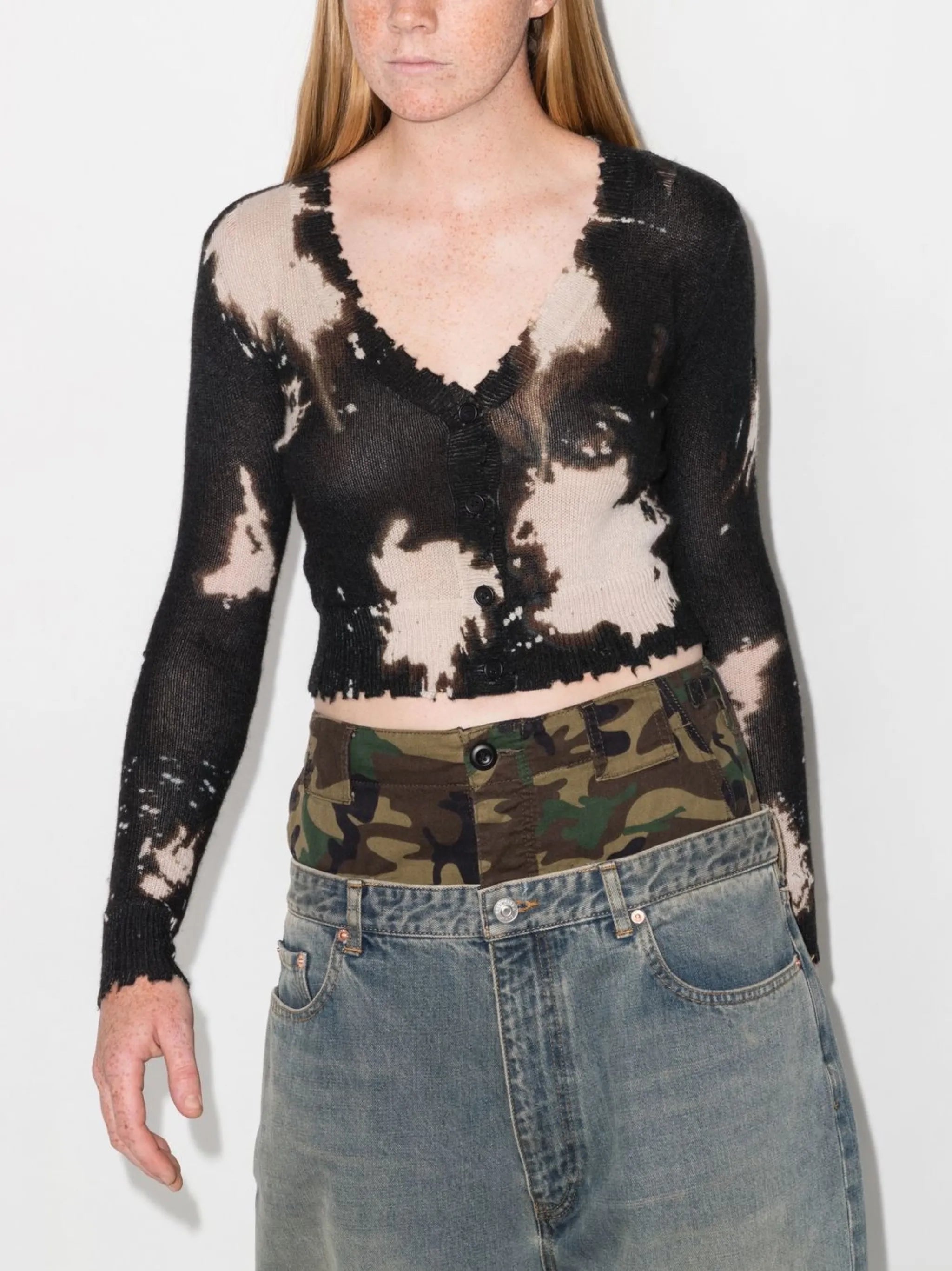 distressed bleached cardigan