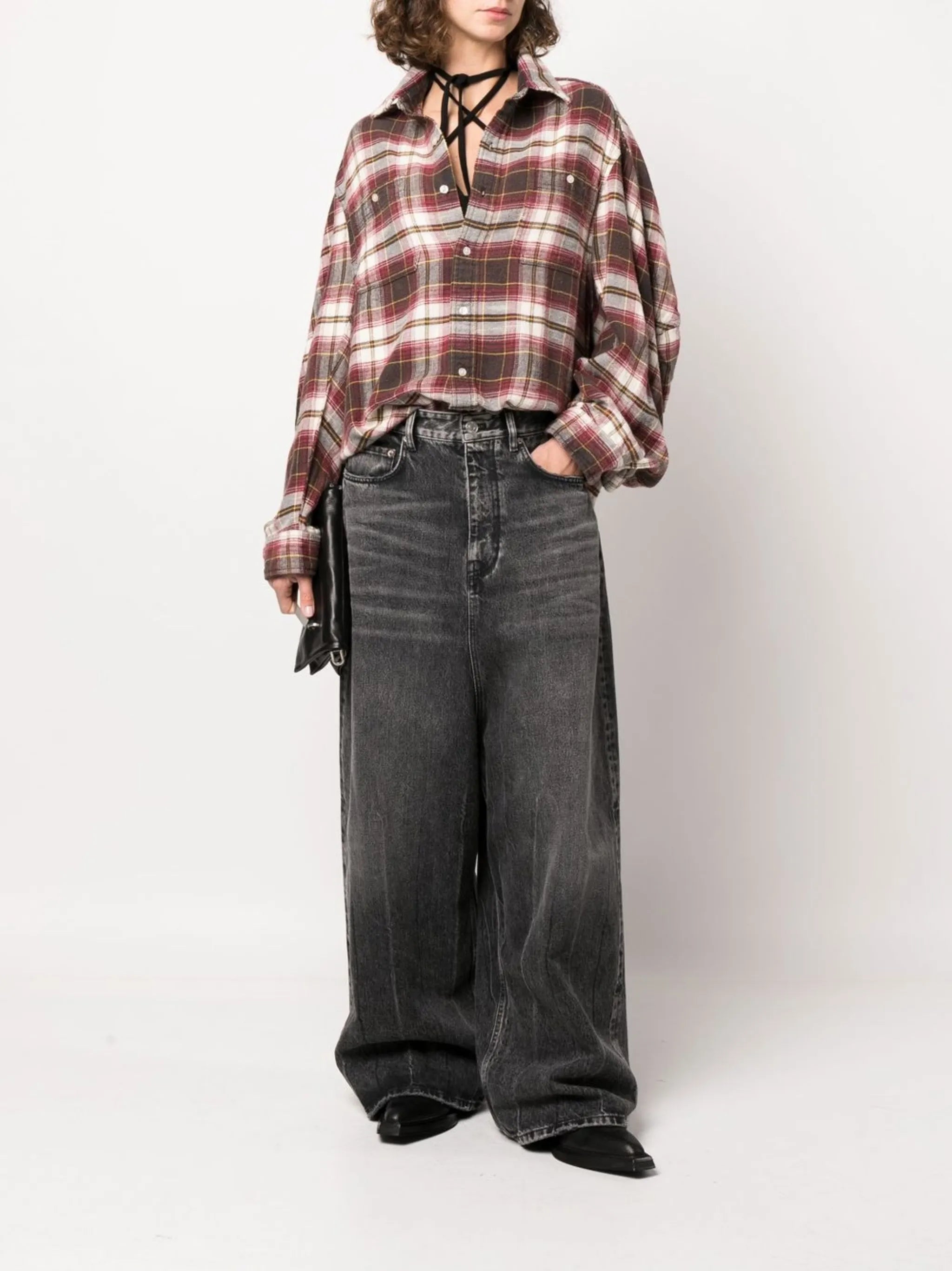 checked oversize shirt