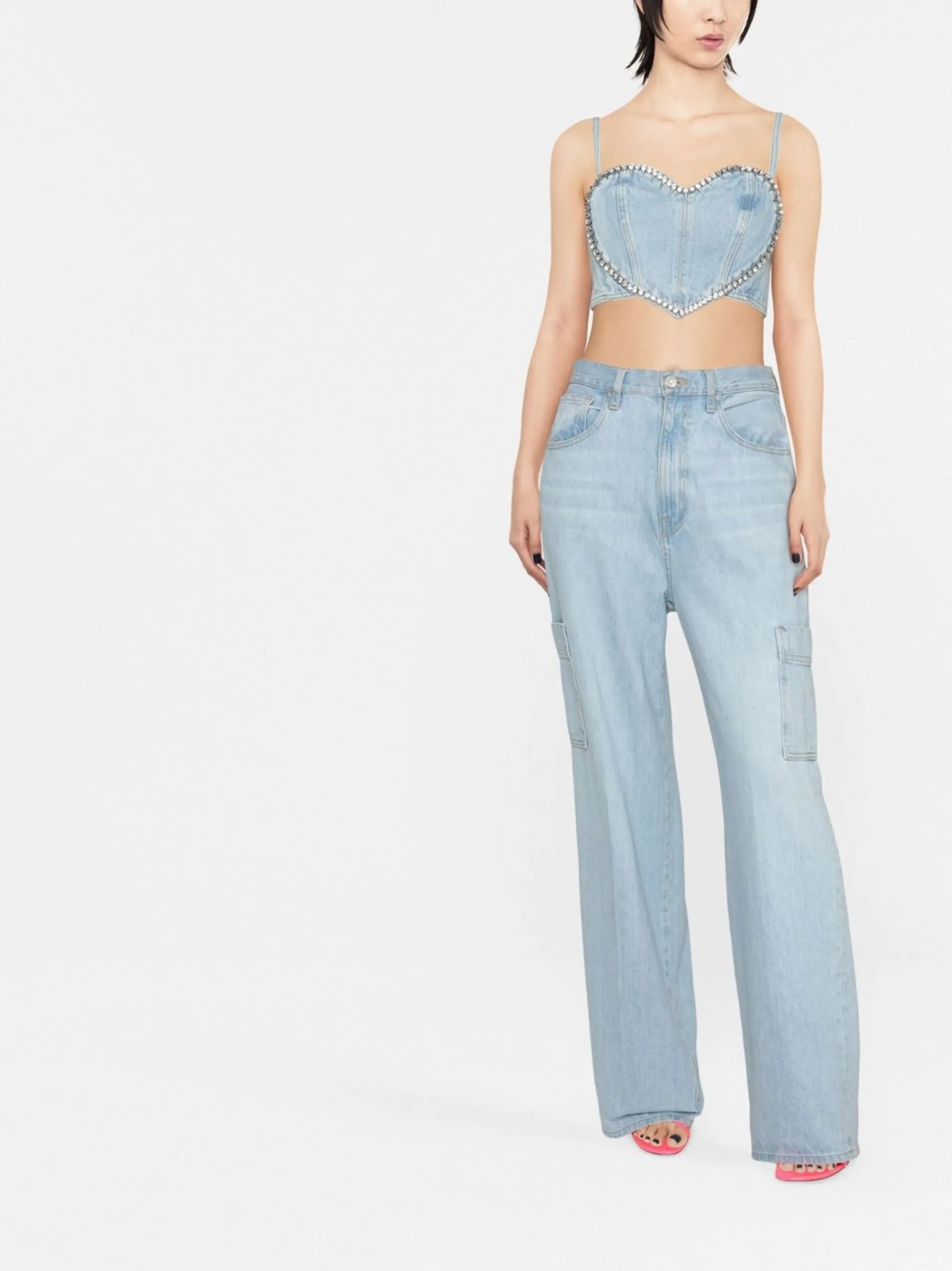 crystal-embellished crop top