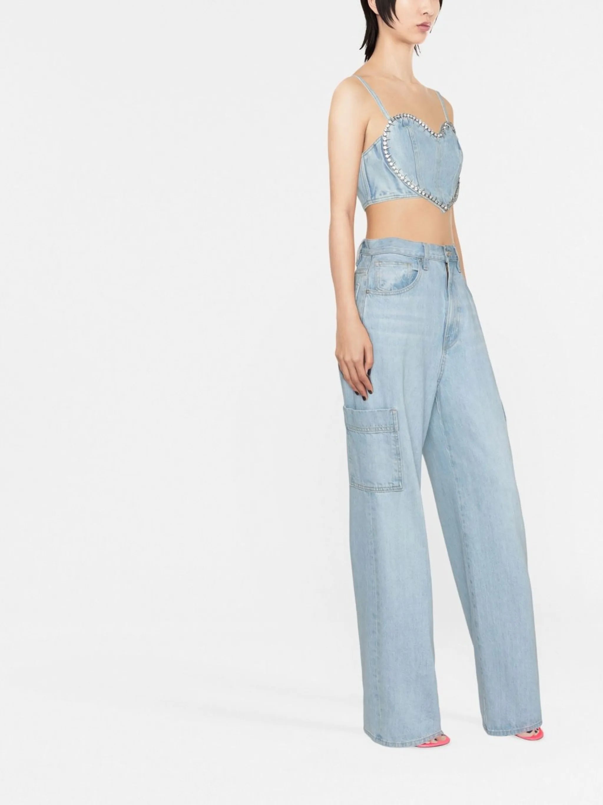 crystal-embellished crop top