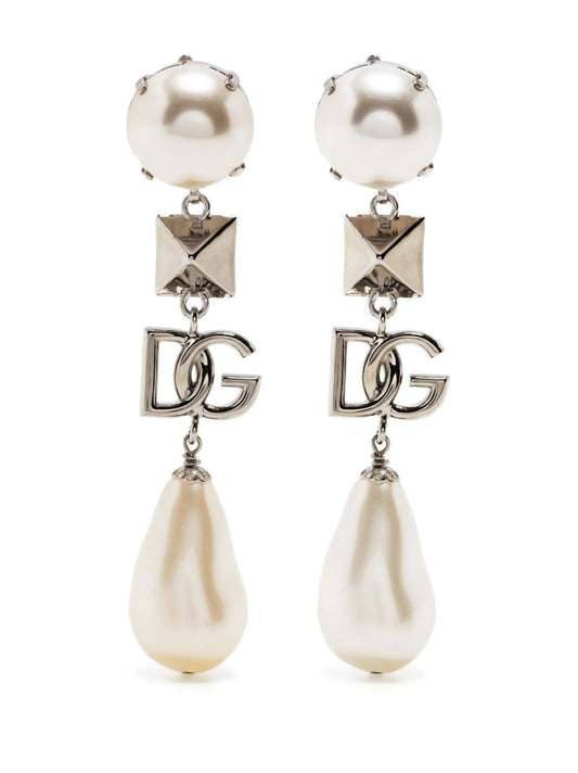 pearl-embellished clip-on earrings