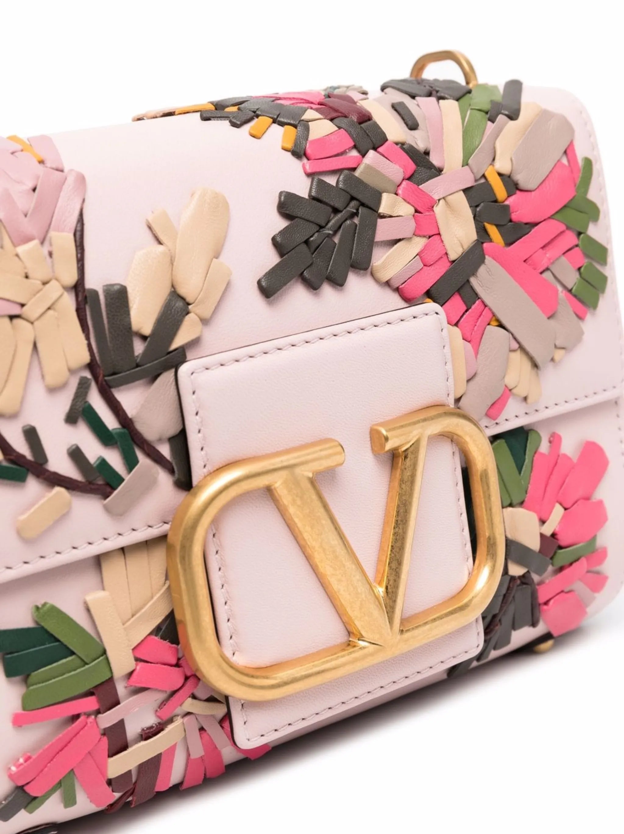 Stud Sign shoulder bag with floral embroidery