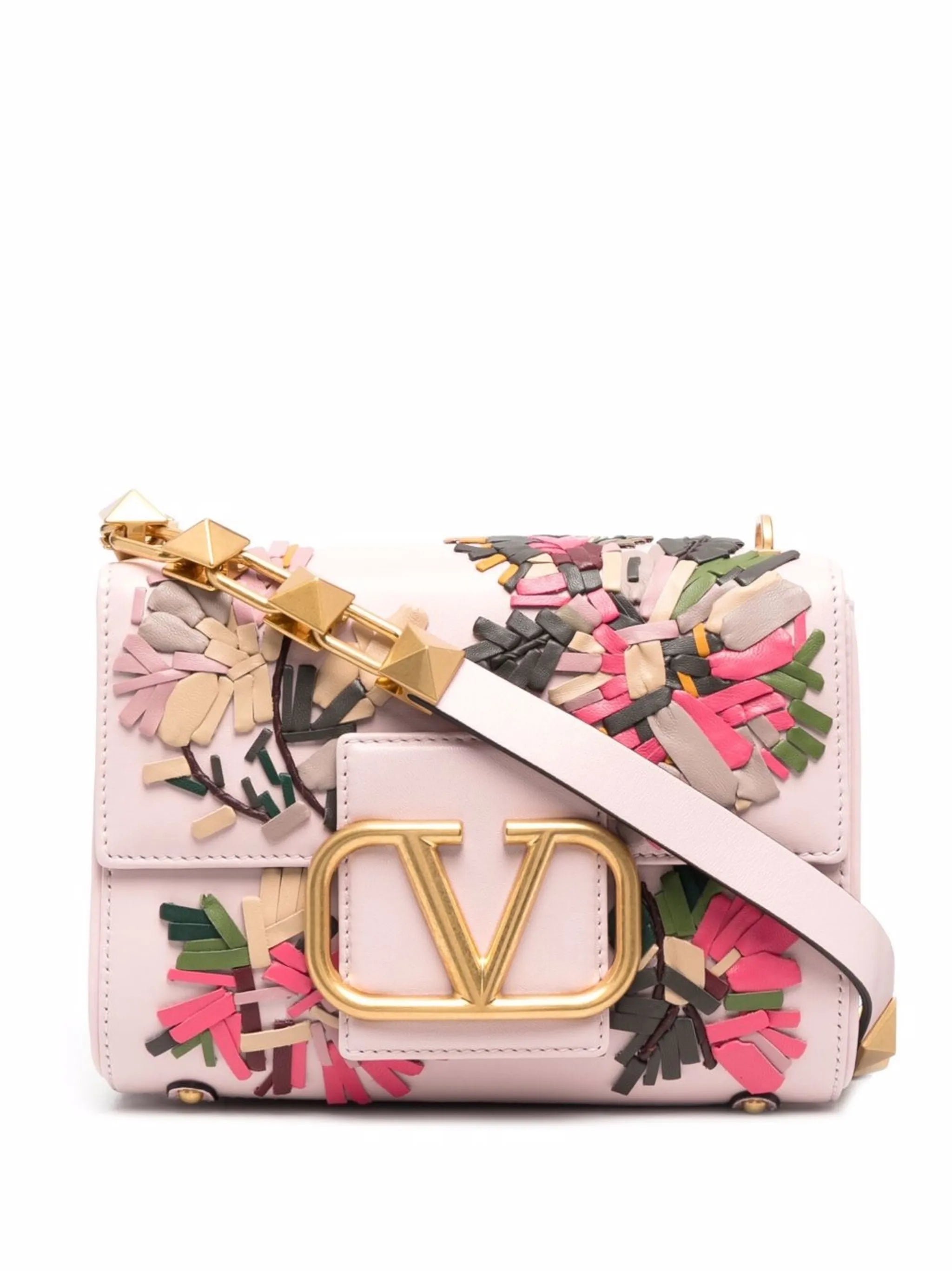 Stud Sign shoulder bag with floral embroidery