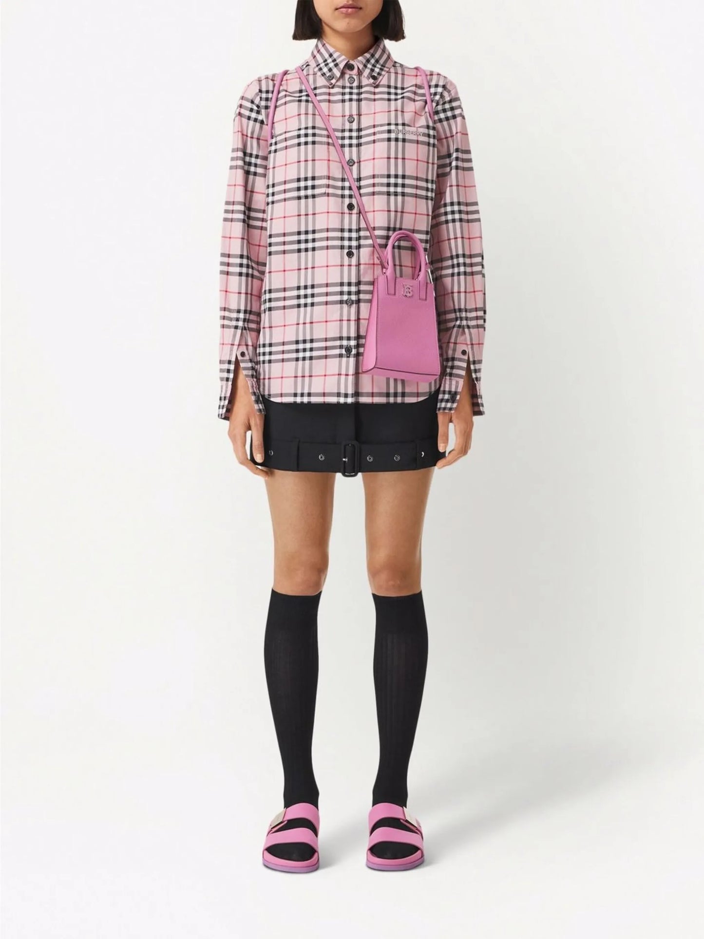 embroidered logo check shirt