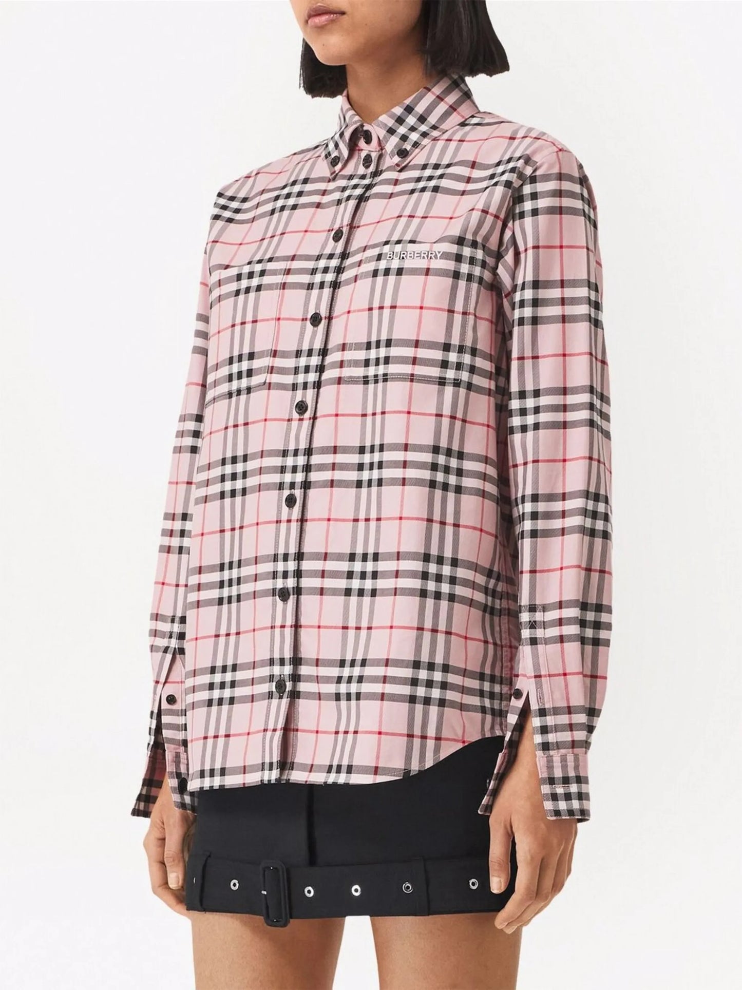 embroidered logo check shirt