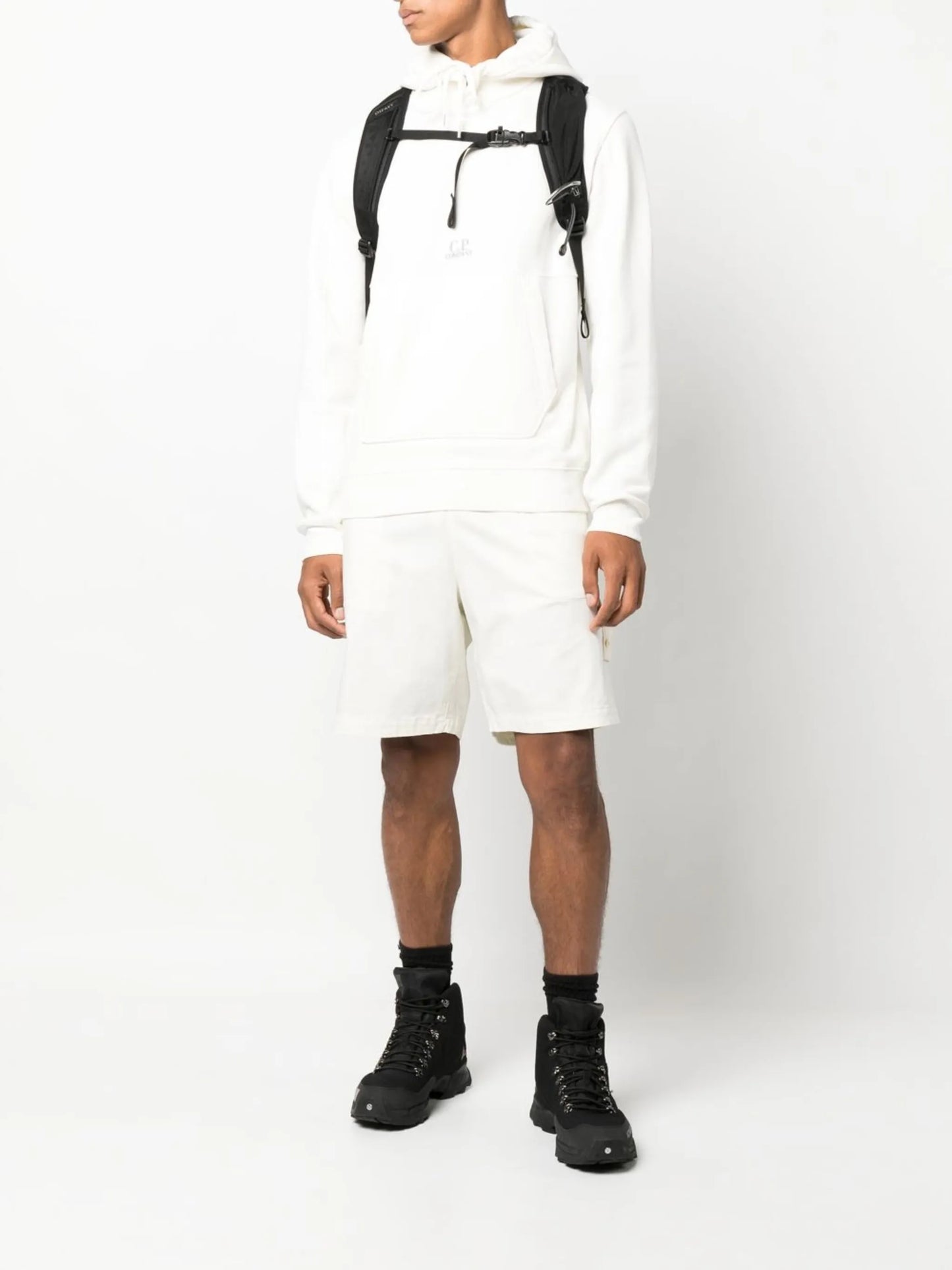 brushed-fleece drawstring hoodie