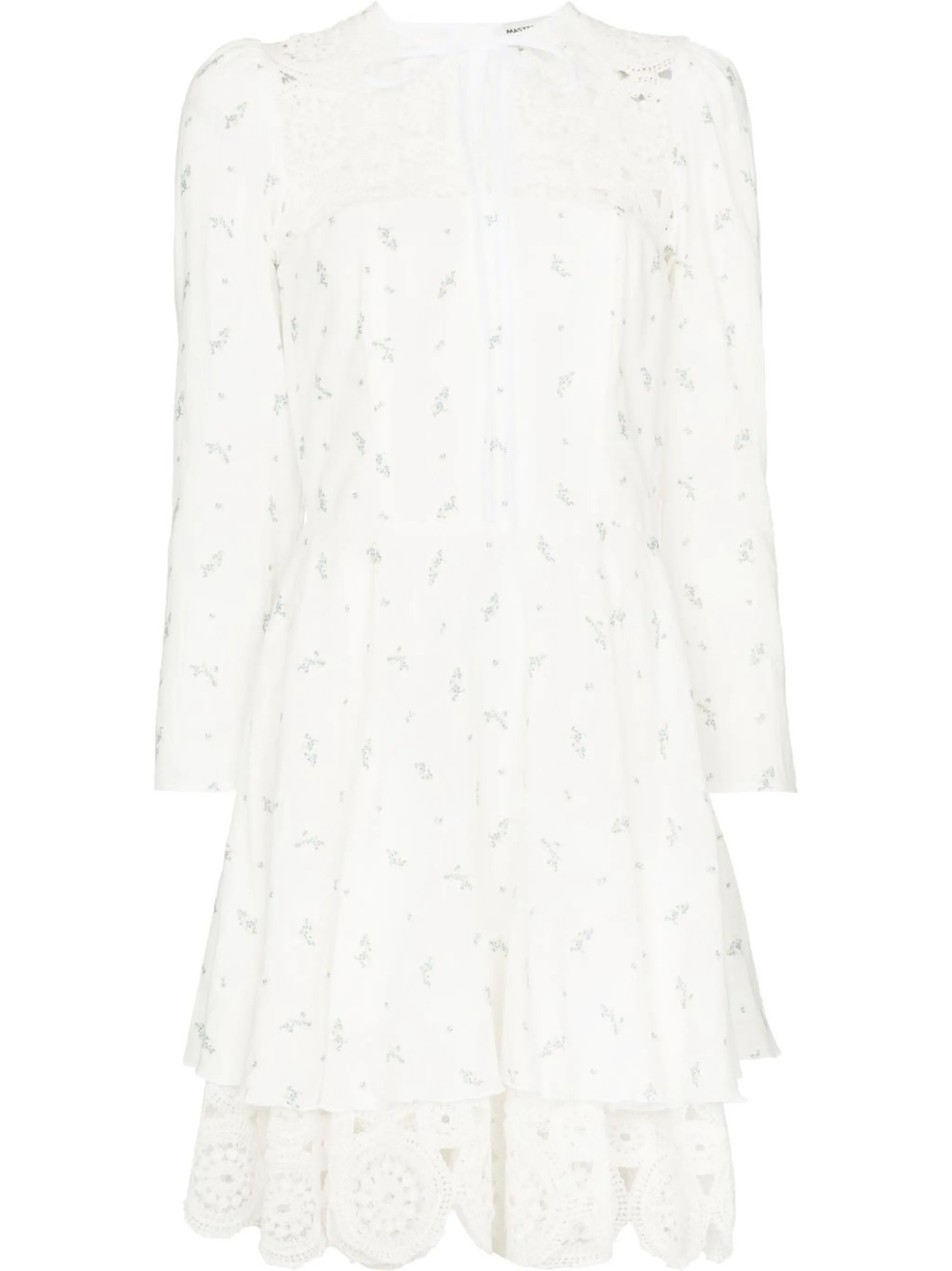 floral-print lace-trim dress