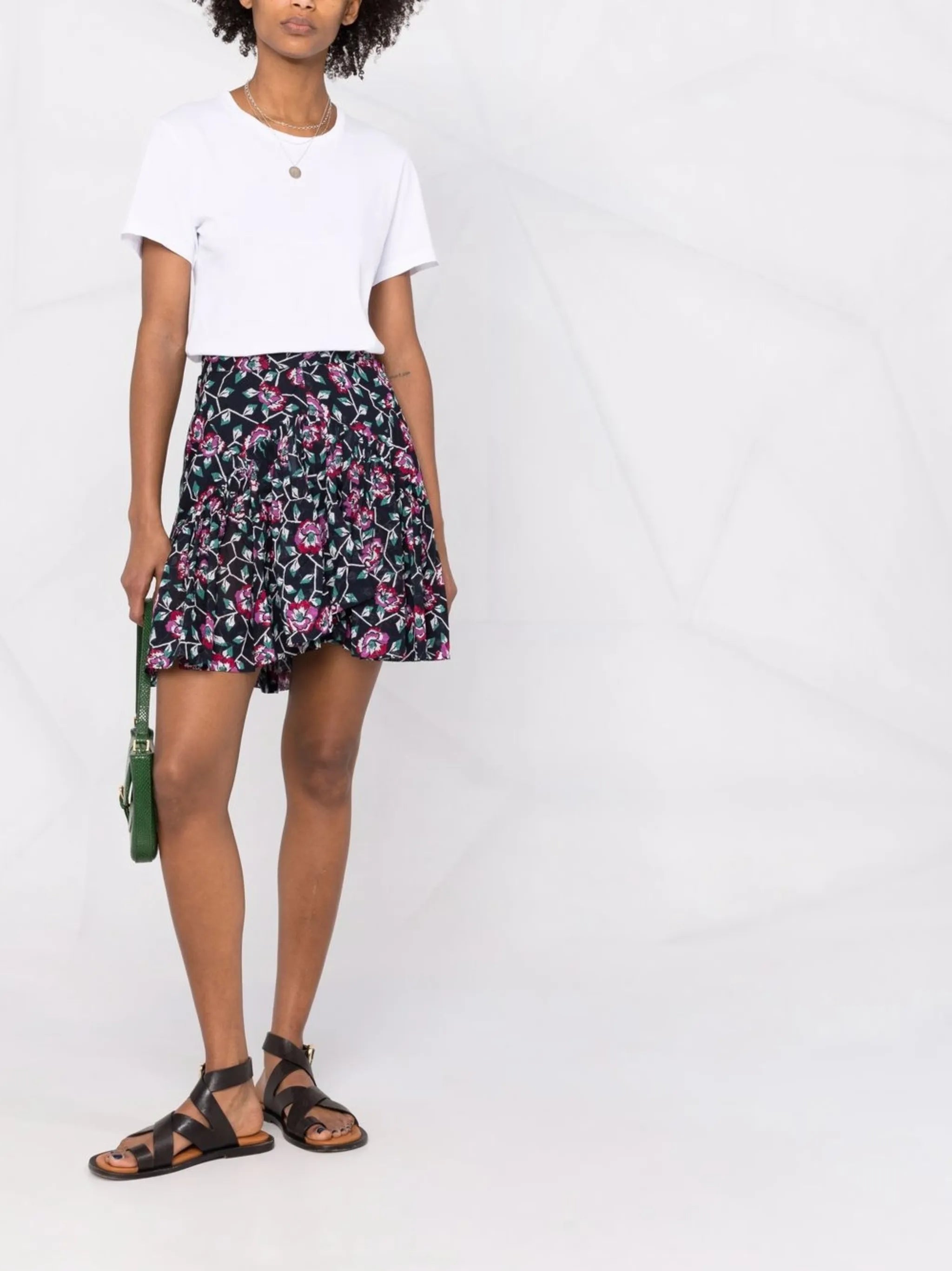 floral-print asymmetric skirt