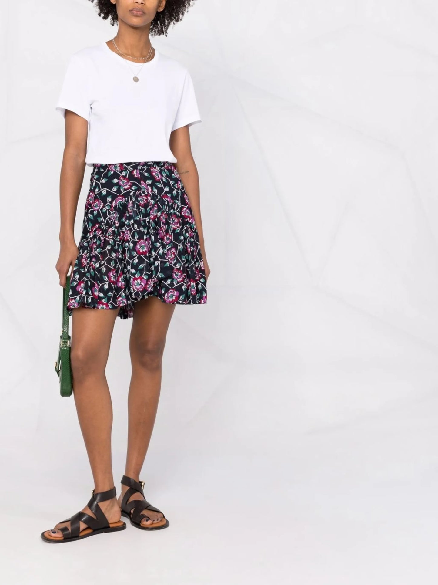 floral-print asymmetric skirt
