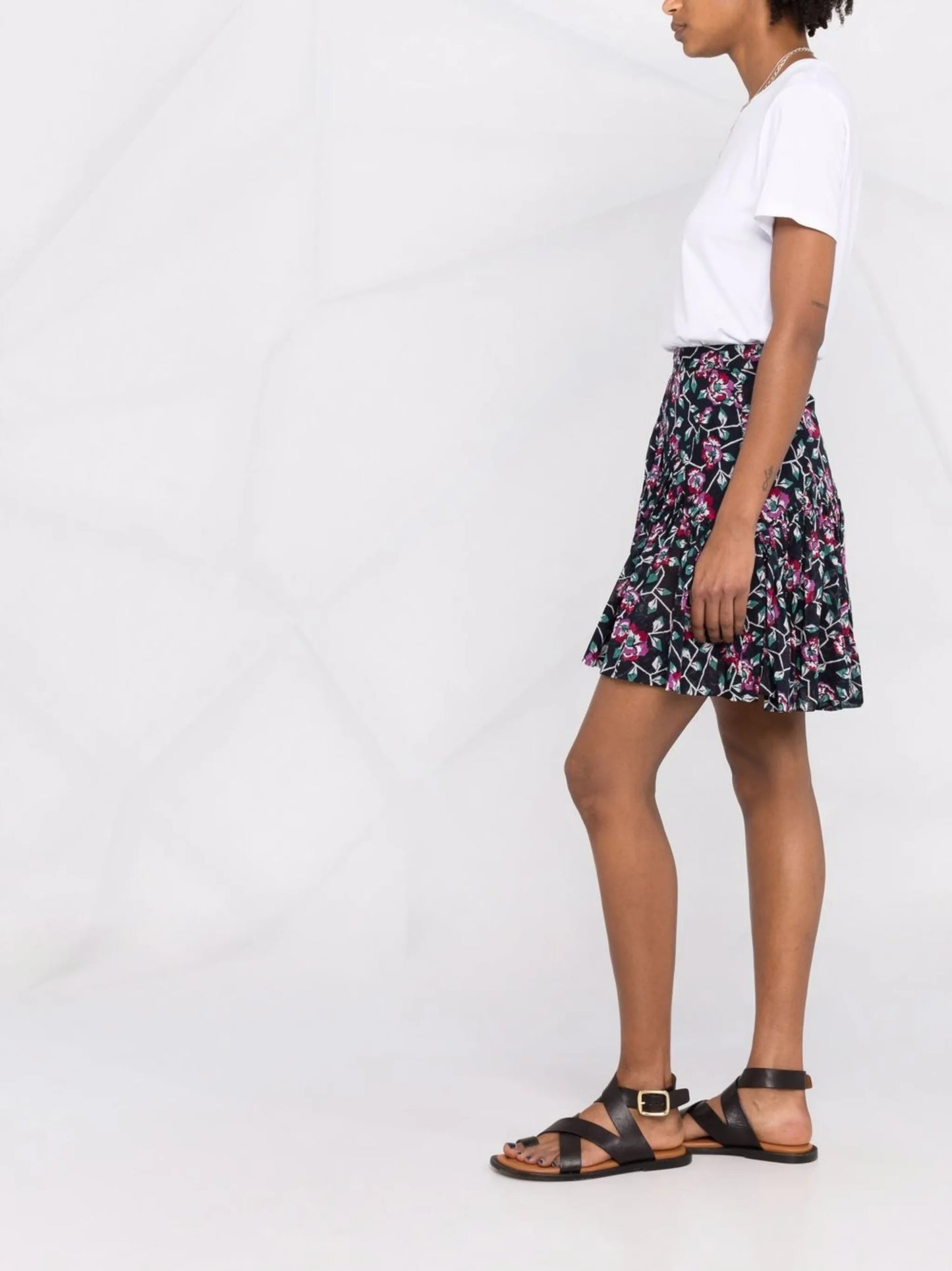floral-print asymmetric skirt