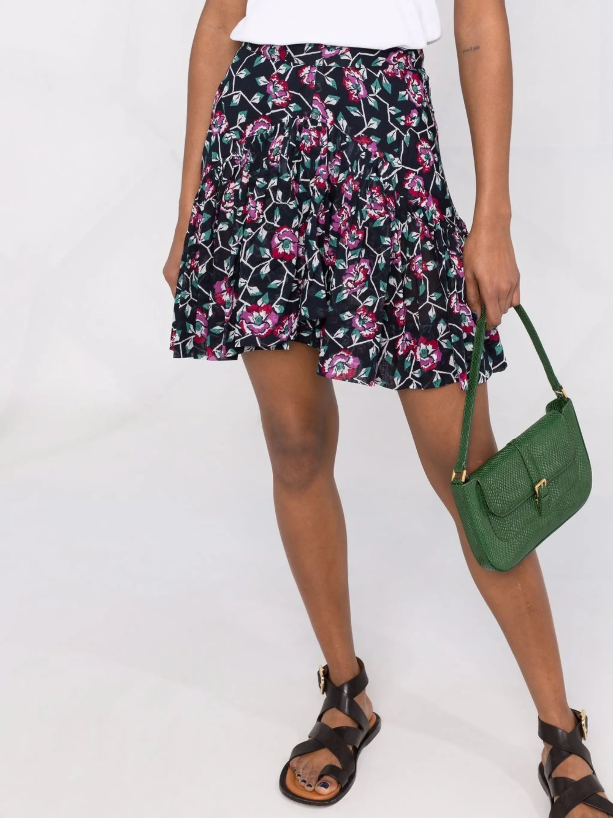 floral-print asymmetric skirt