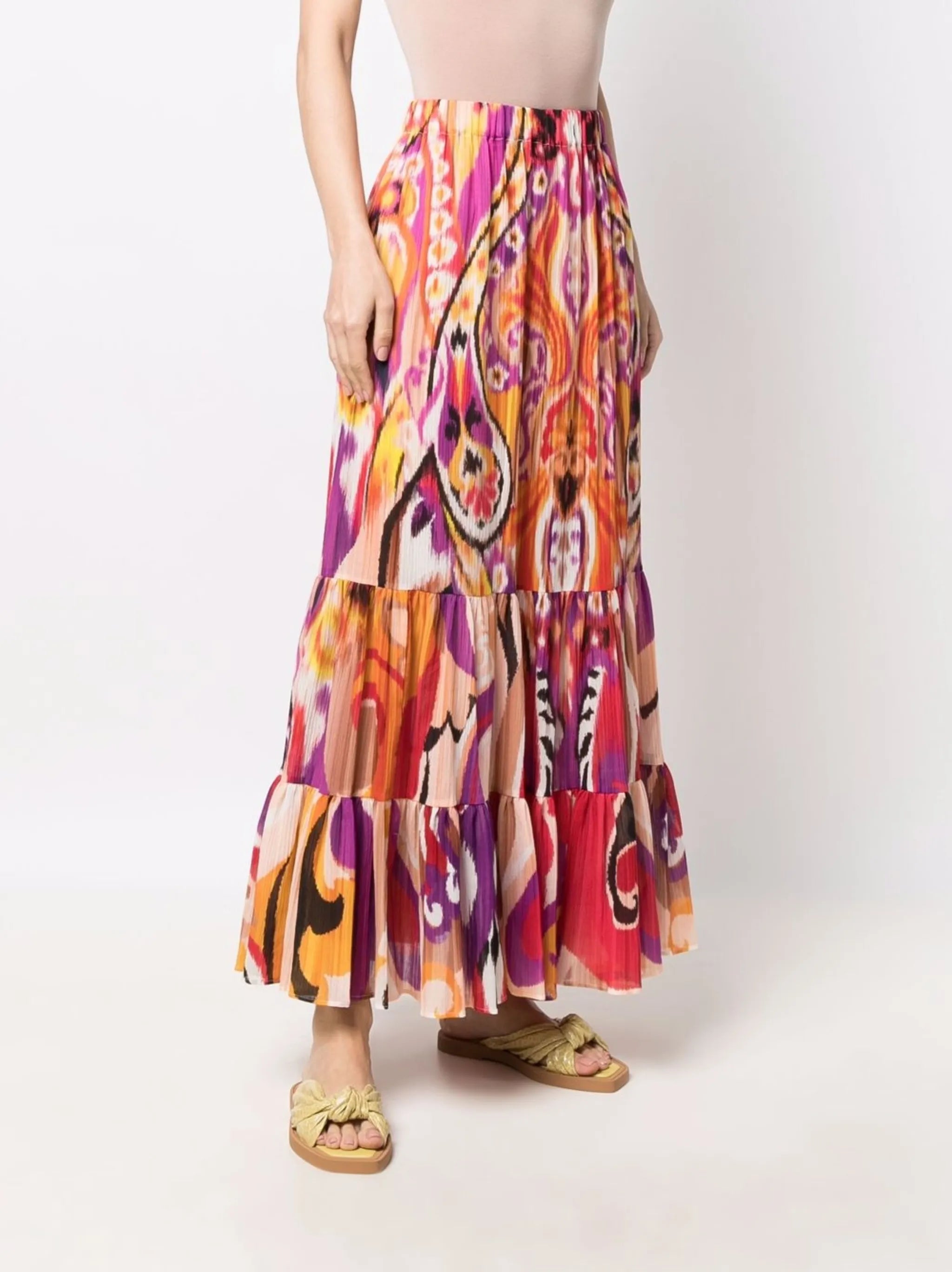 patterned high-waisted maxi skirt