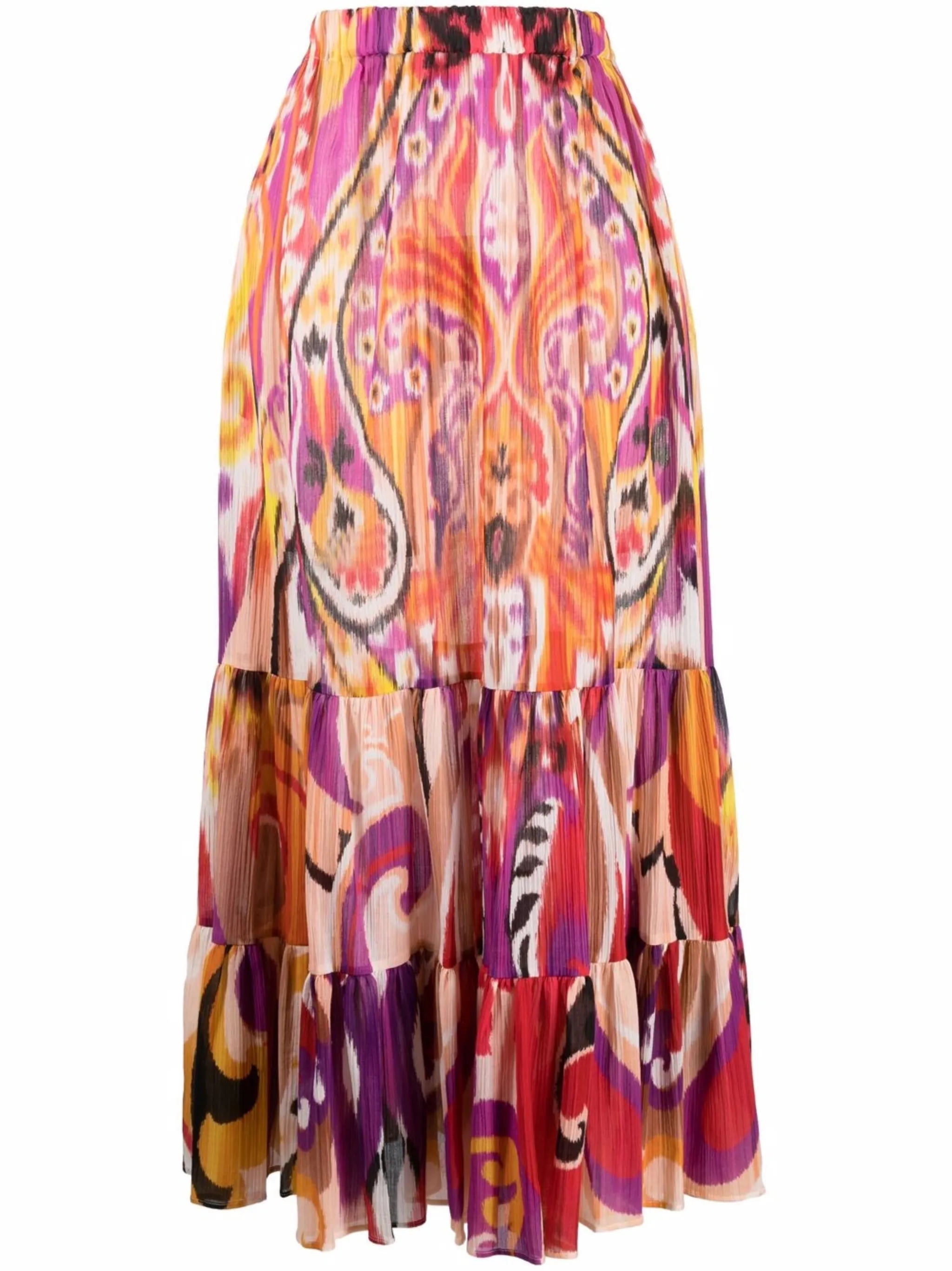 patterned high-waisted maxi skirt