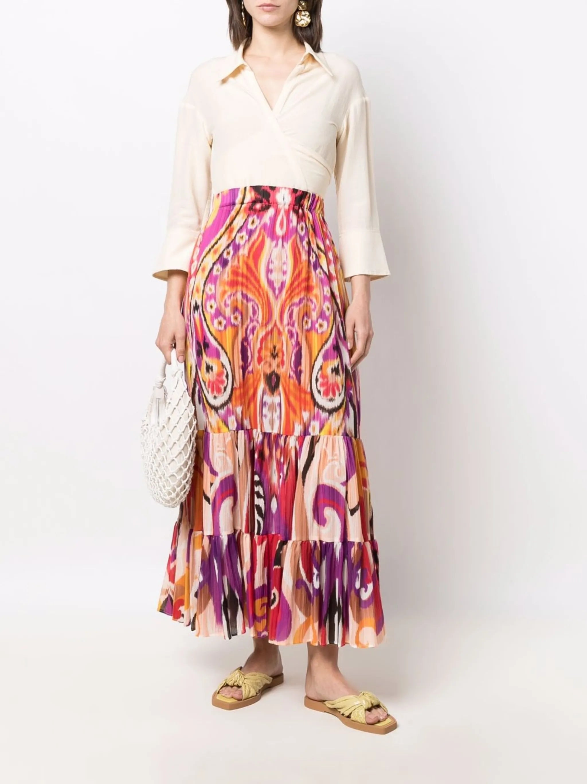 patterned high-waisted maxi skirt