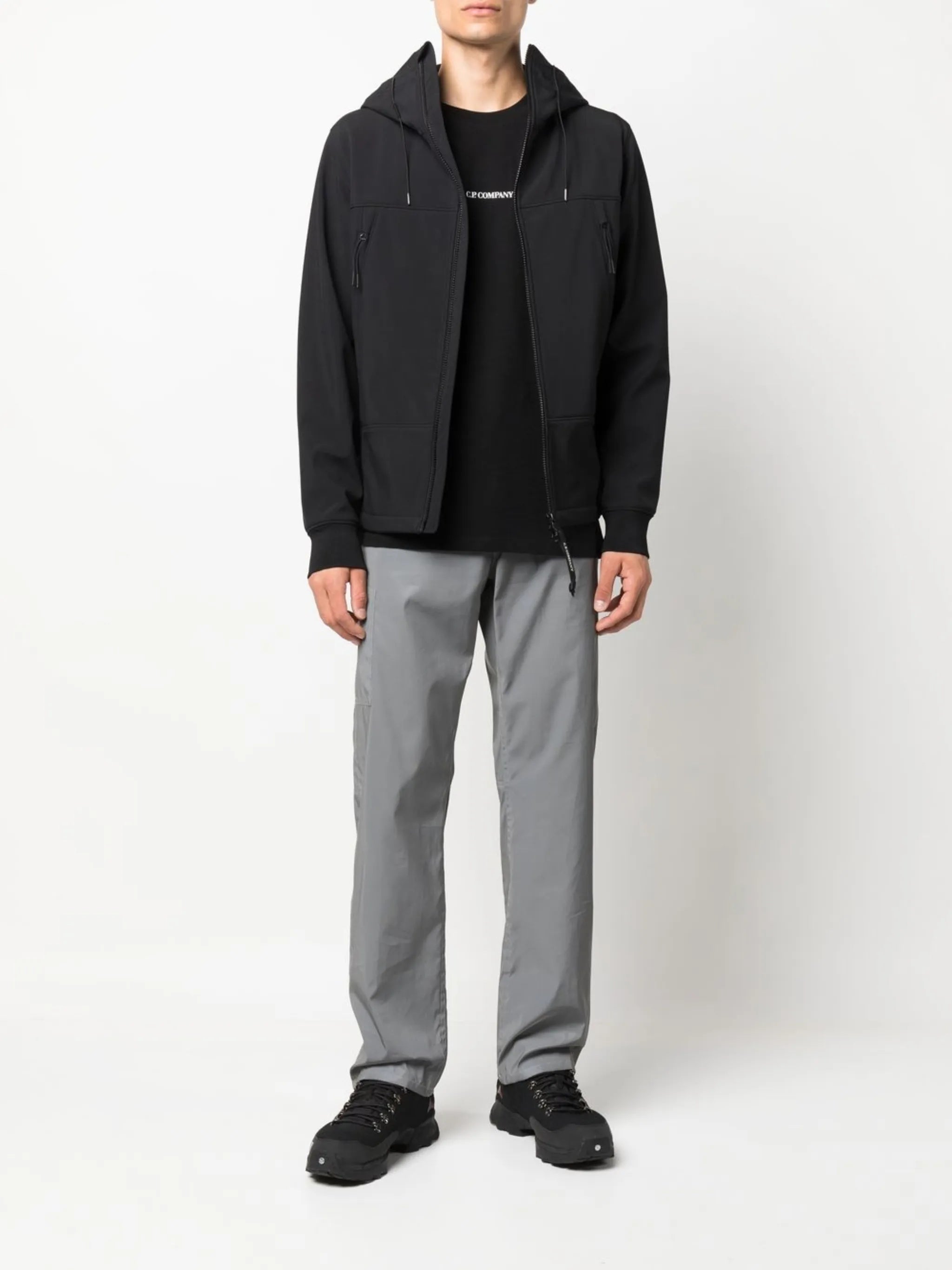 long-sleeve zip-up hooded jacket