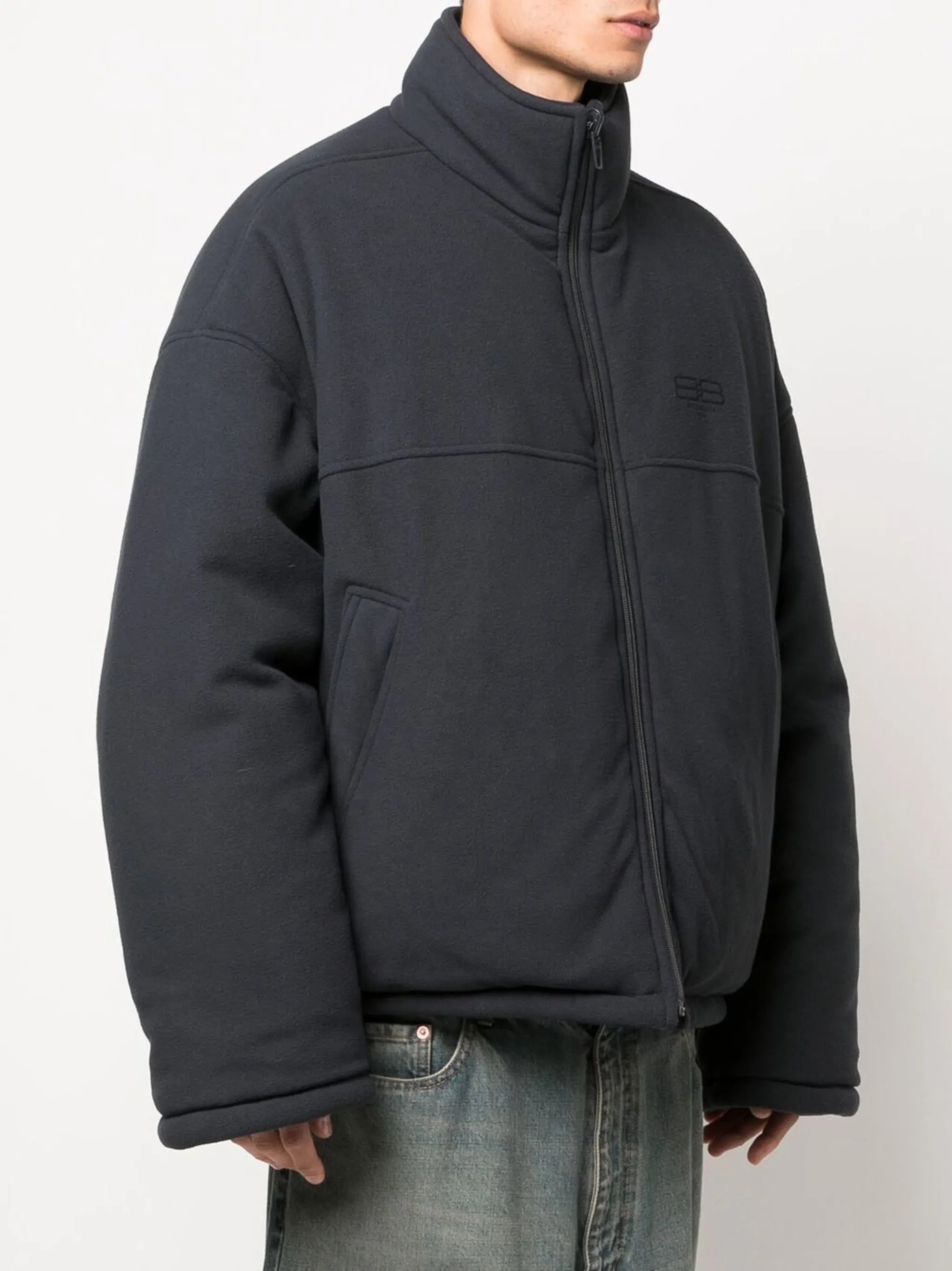 logo-print reversible padded coat