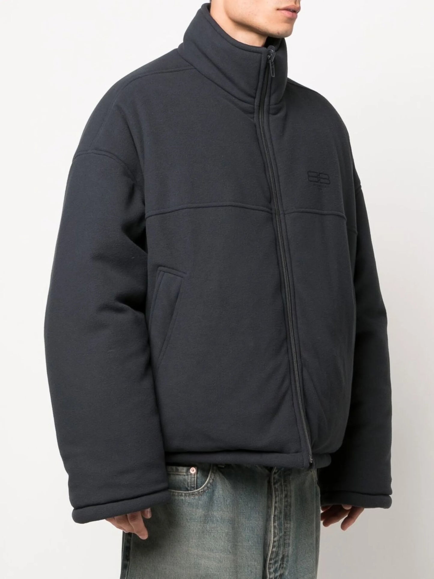 logo-print reversible padded coat
