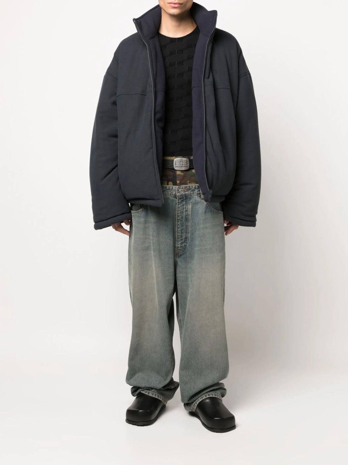 logo-print reversible padded coat