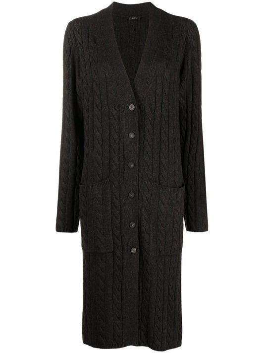 cable-knit midi cardigan