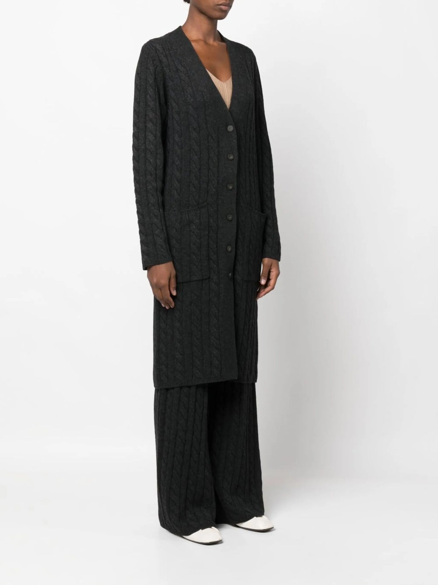 cable-knit midi cardigan